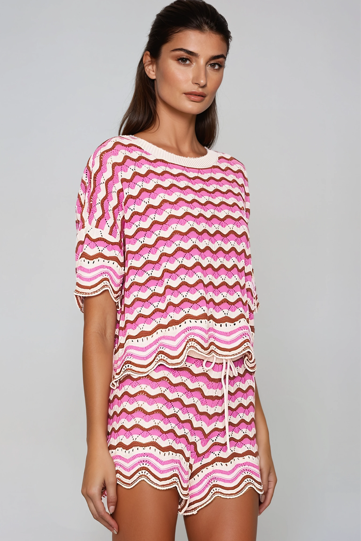 Henry Stripe Knit Shorts Set