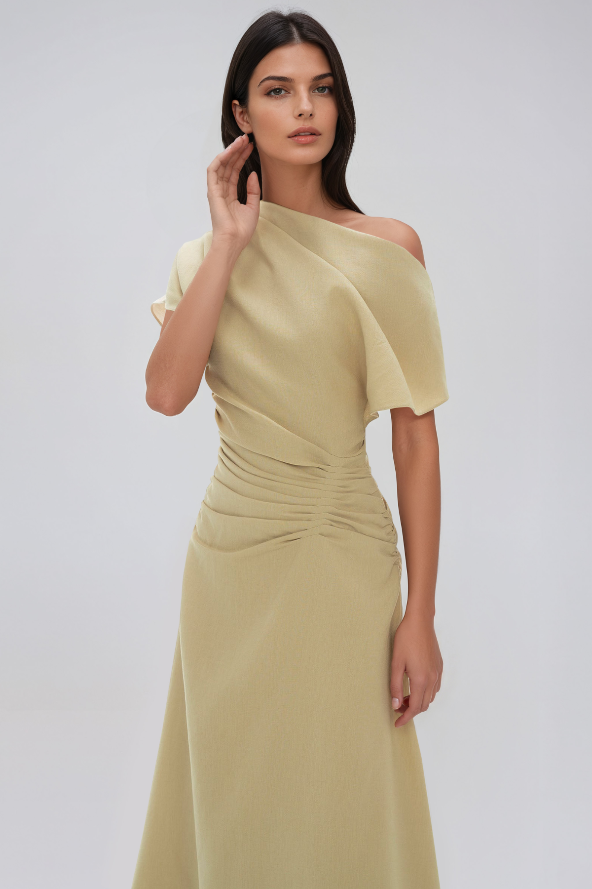 Janeka Asymmetric Ruch Maxi Dress