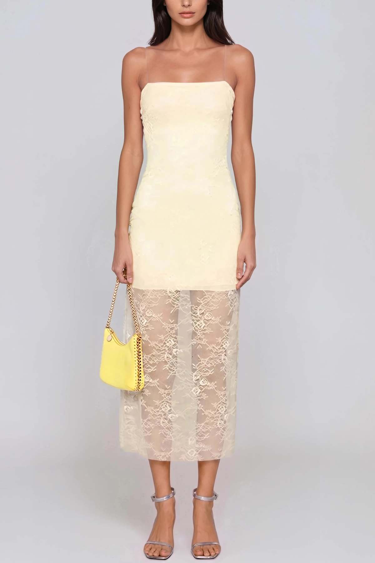 Heraclius Spaghetti Lace Midi Dress