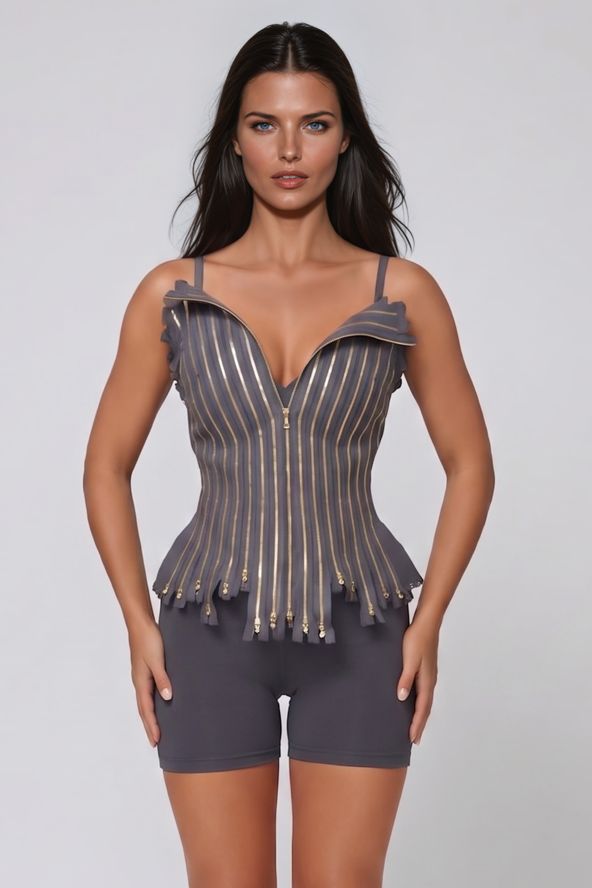 Epaphus Spaghetti Zipper Top