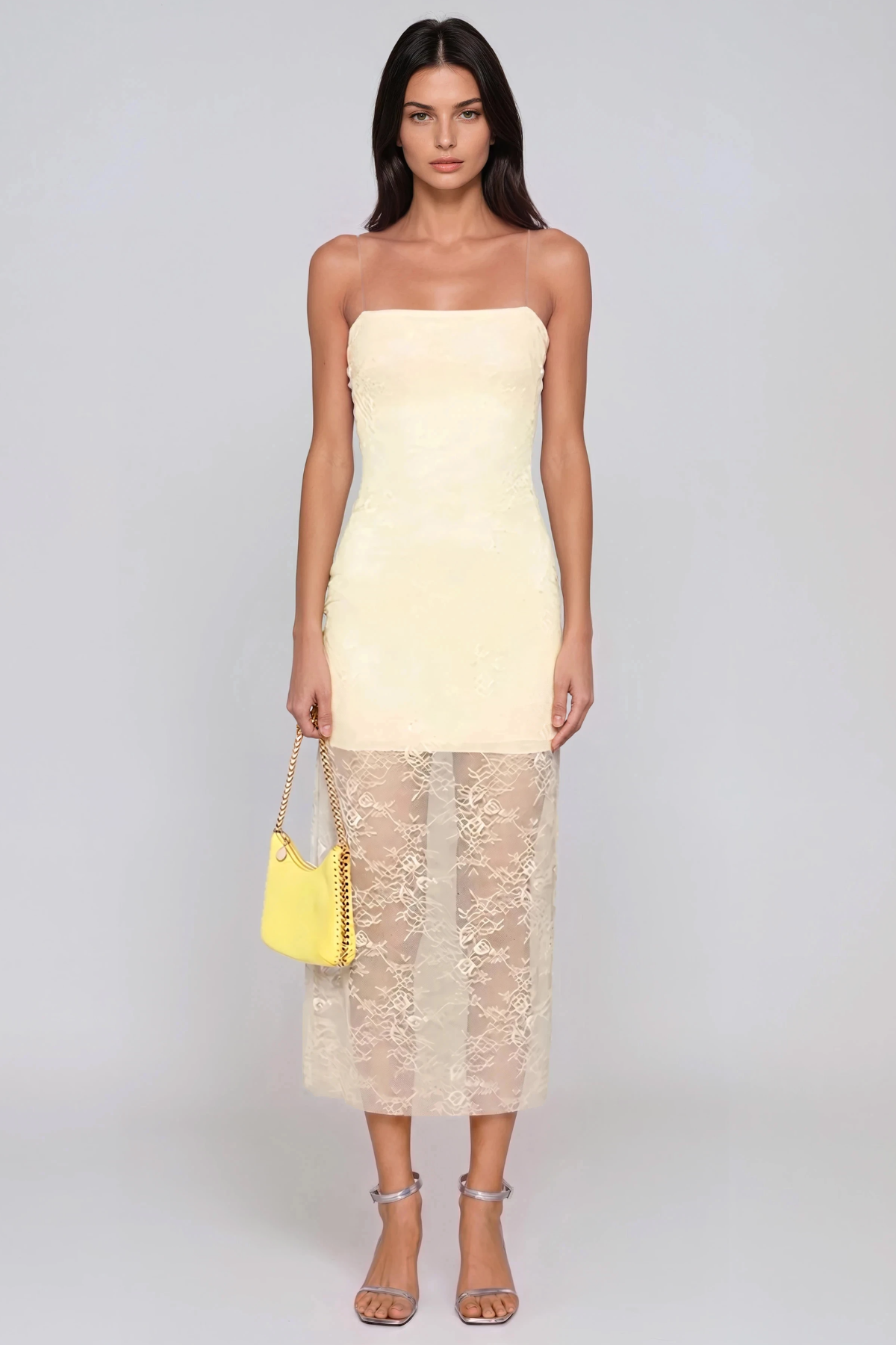 Heraclius Spaghetti Lace Midi Dress