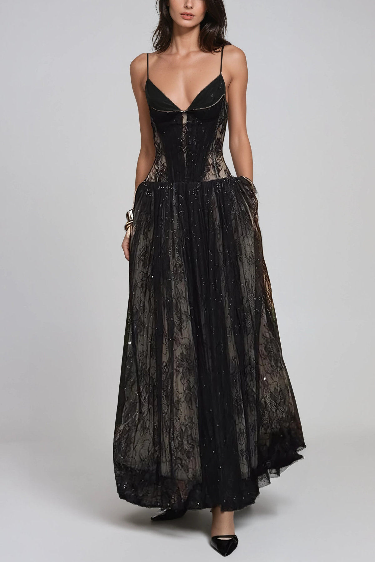 Fife Spaghetti Lace Maxi Dress