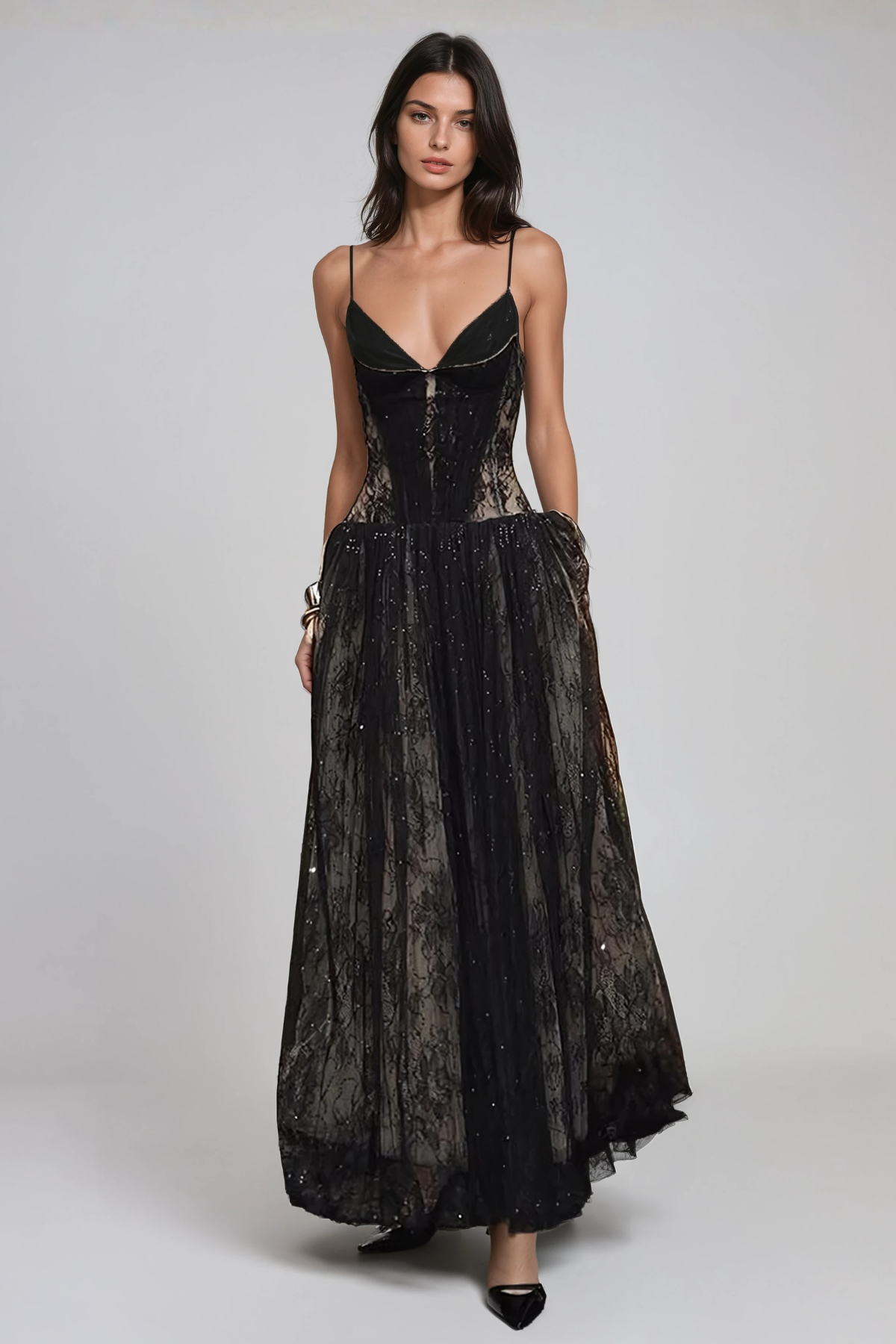 Fife Spaghetti Lace Maxi Dress