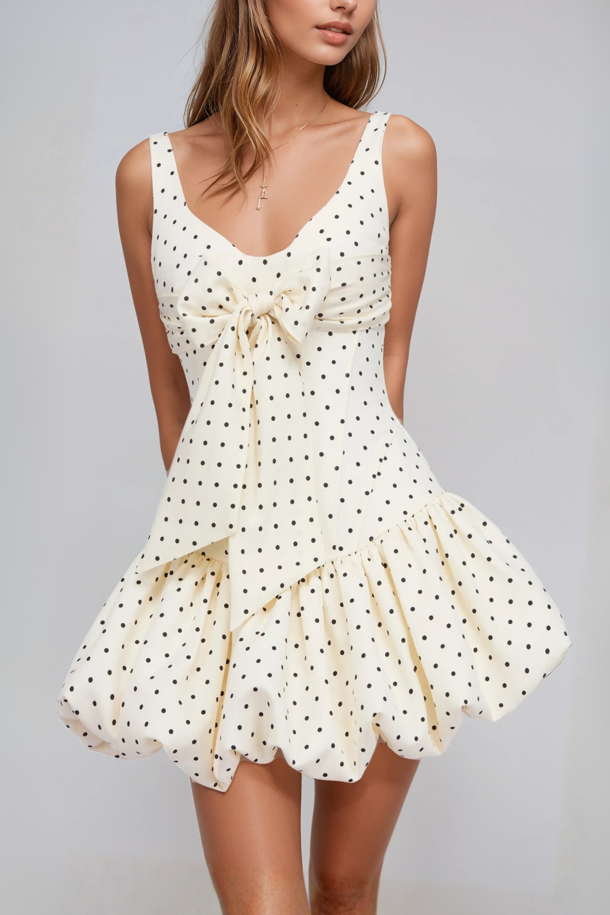 Hephaistos Bow Dot Bubble Mini Dress