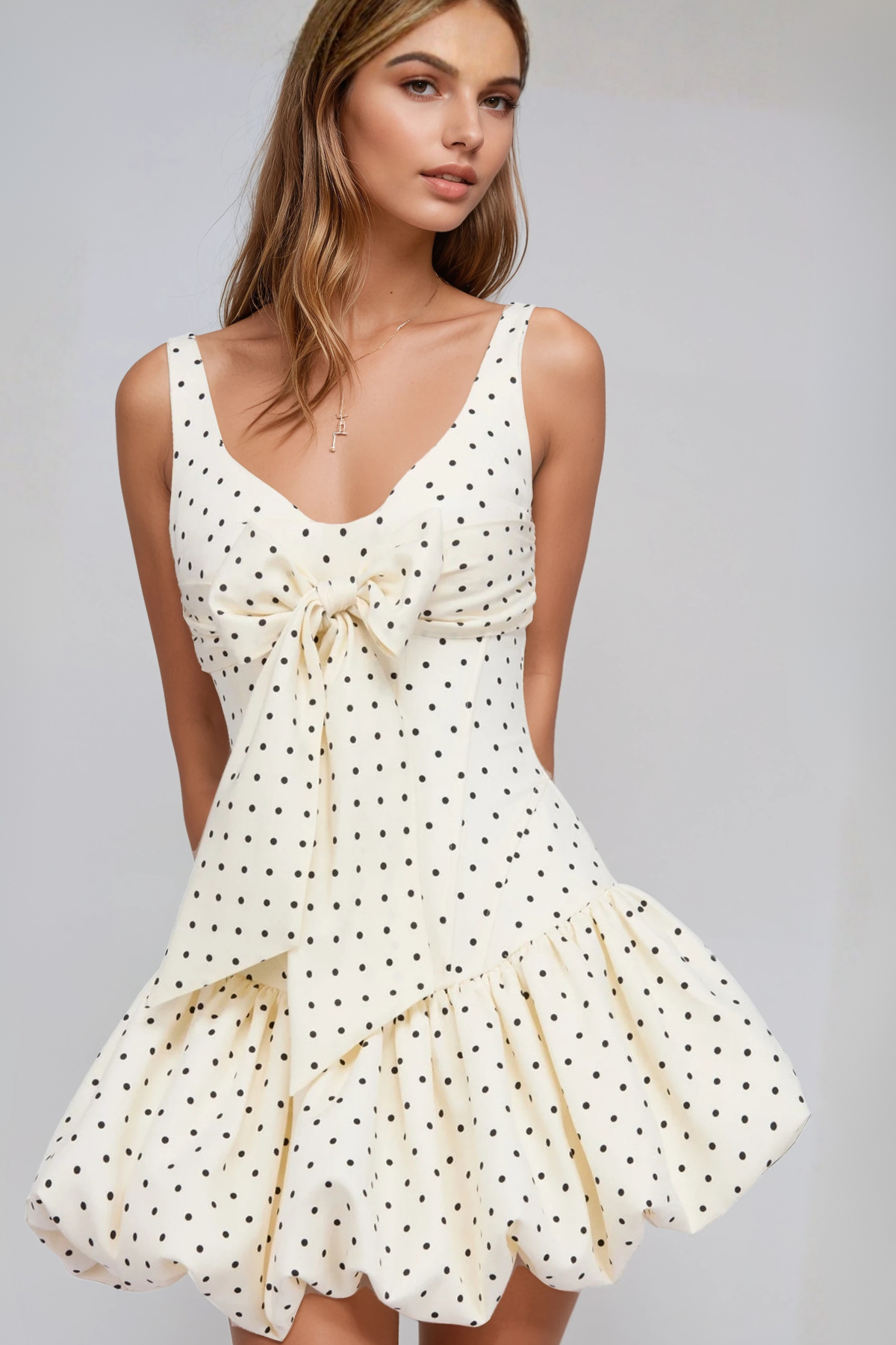 Hephaistos Bow Dot Bubble Mini Dress