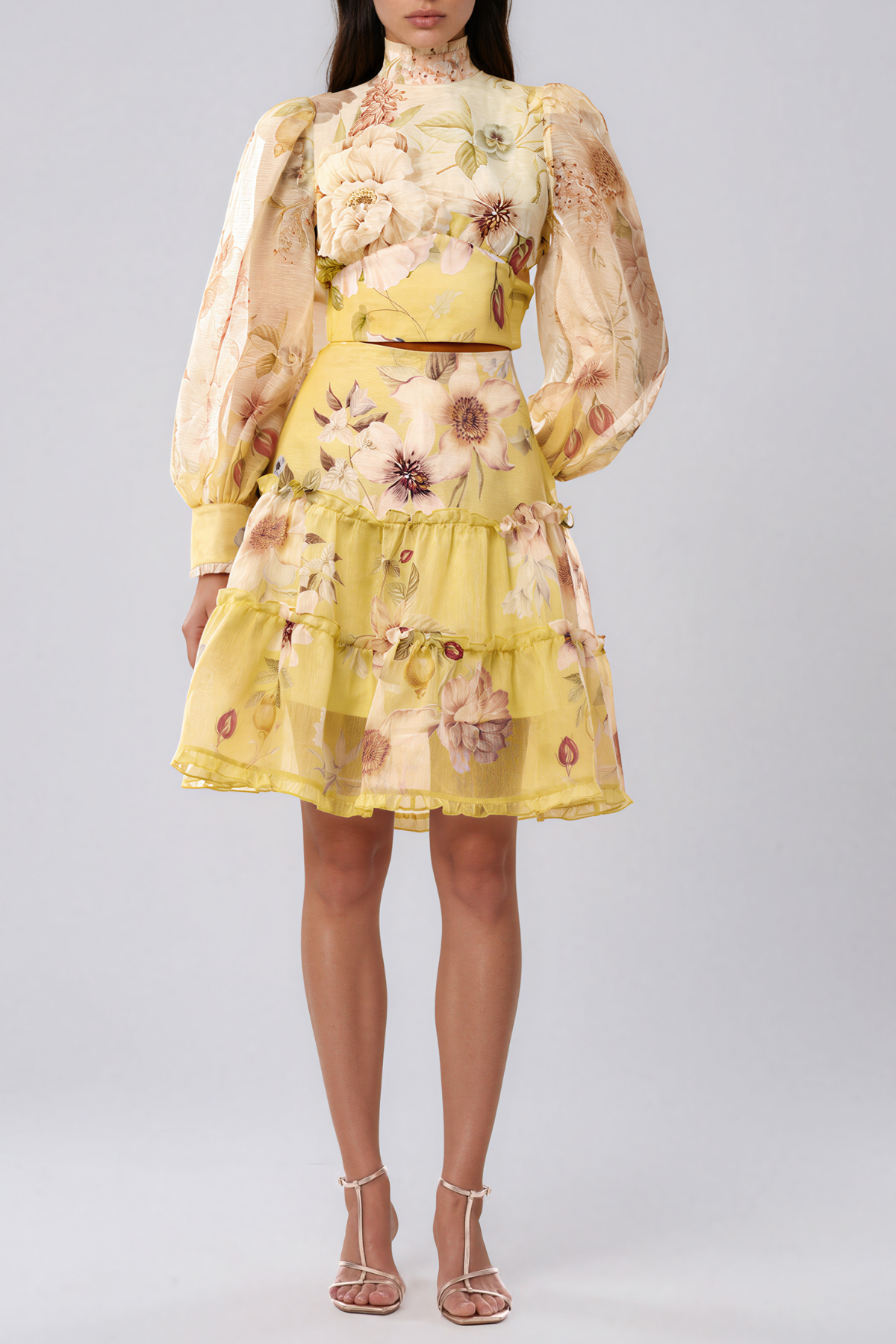 Kaiya Balloon Sleeve Floral Skirt Set