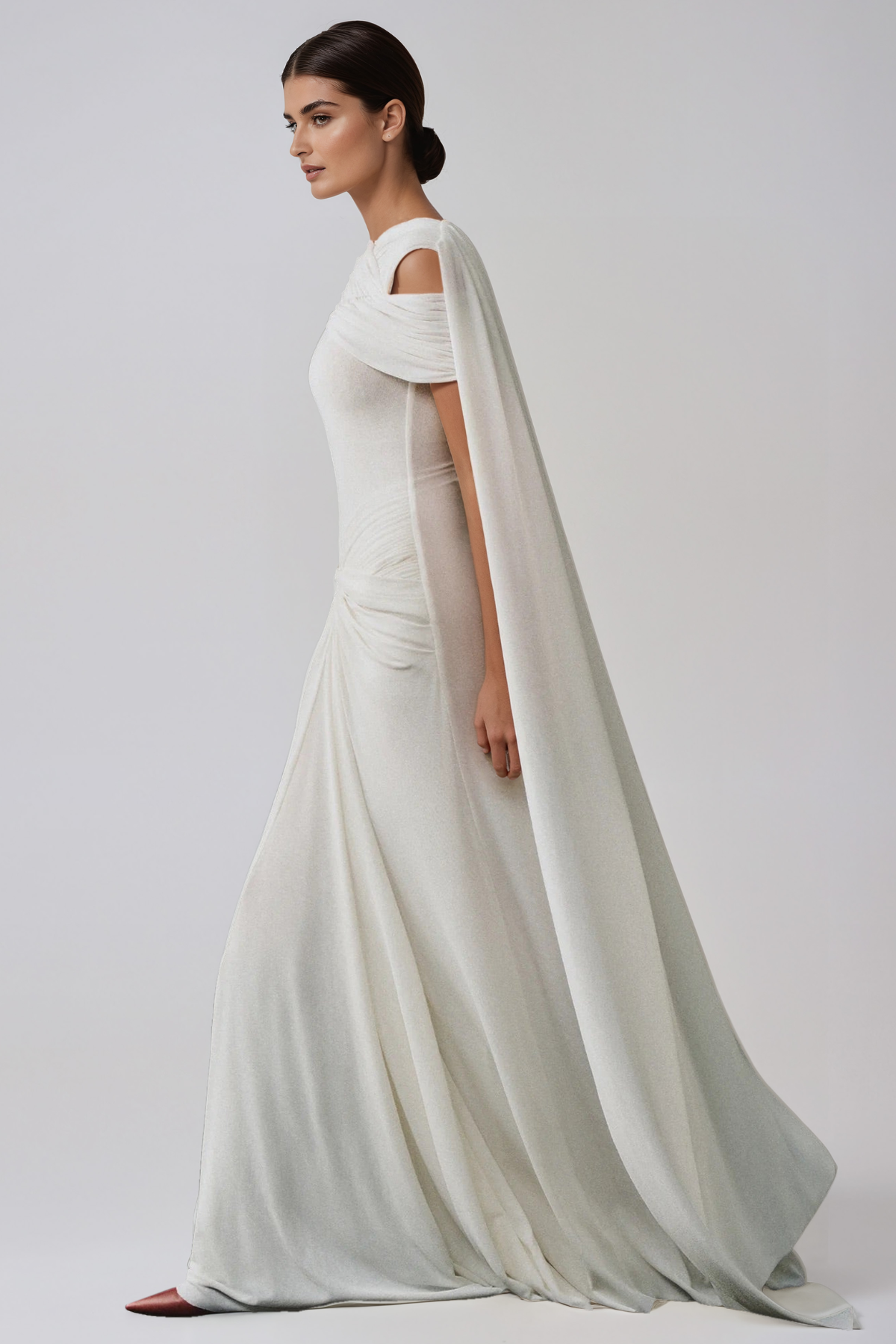 Jax Shawl Mesh Twist Maxi Dress