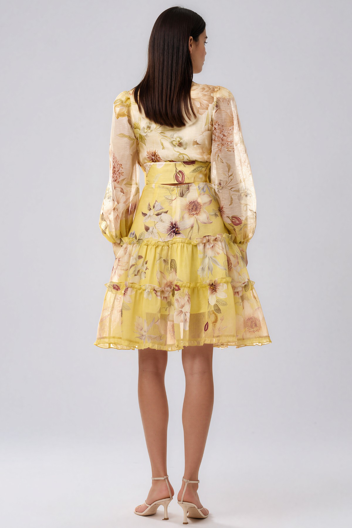 Kaiya Balloon Sleeve Floral Skirt Set