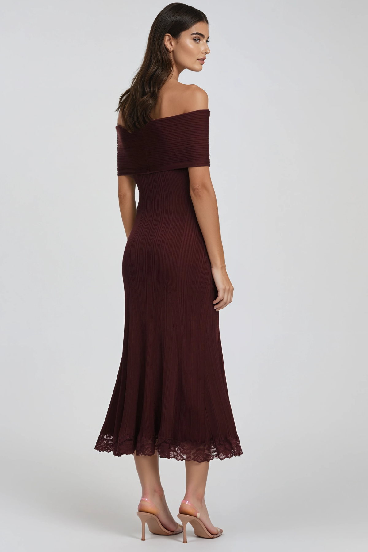 Haregewoin Off Shoulder Lace Midi Dress