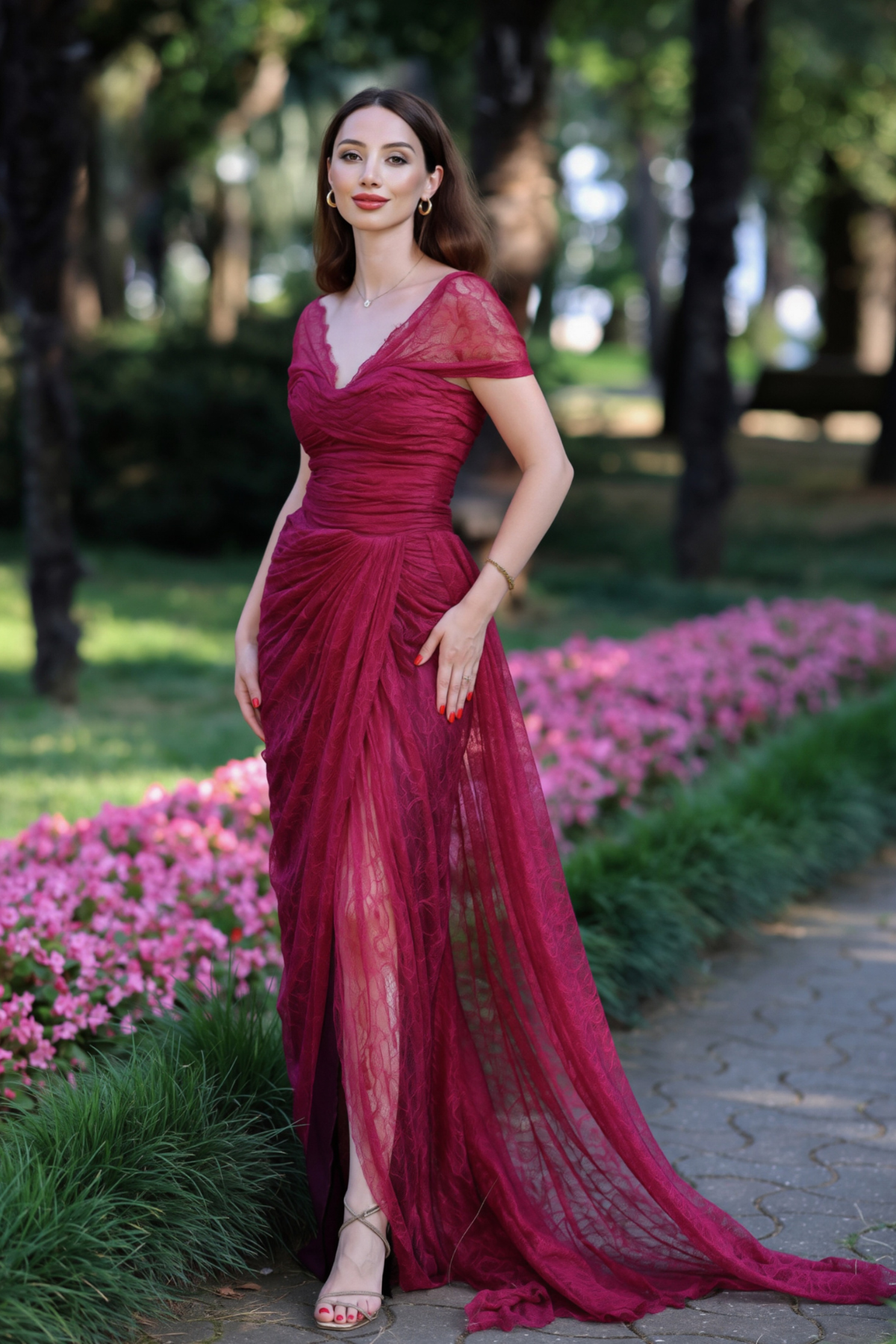 Hannie One Shoulder Ruch Maxi Dress
