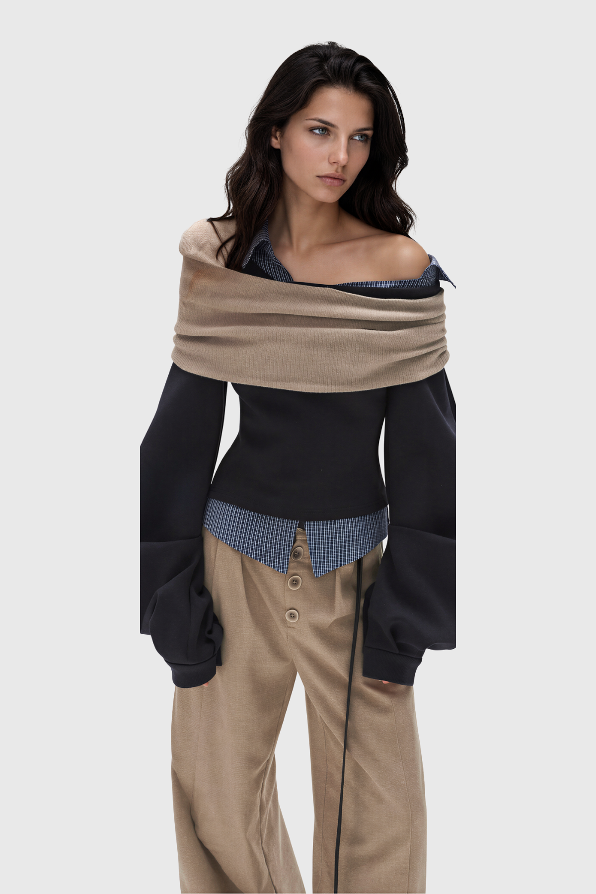 Kiwidinok One Shoulder Grid Ruch Top