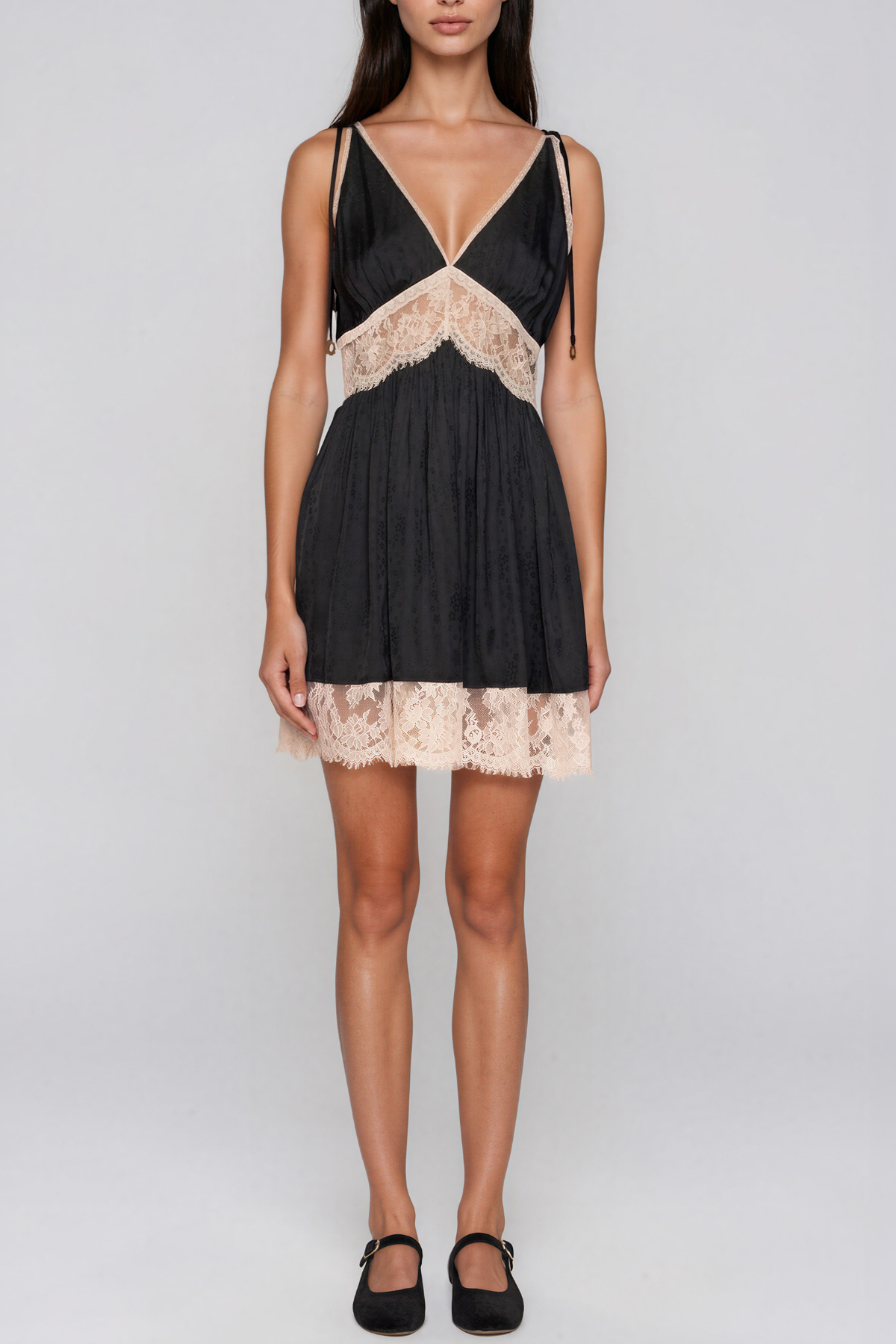 Janvier V Neck Lace Mini Dress