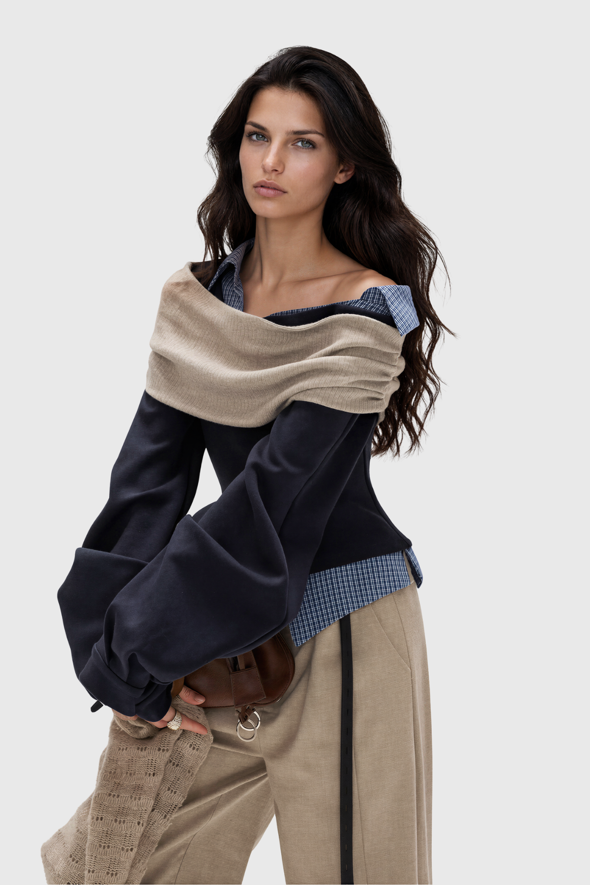 Kiwidinok One Shoulder Grid Ruch Top