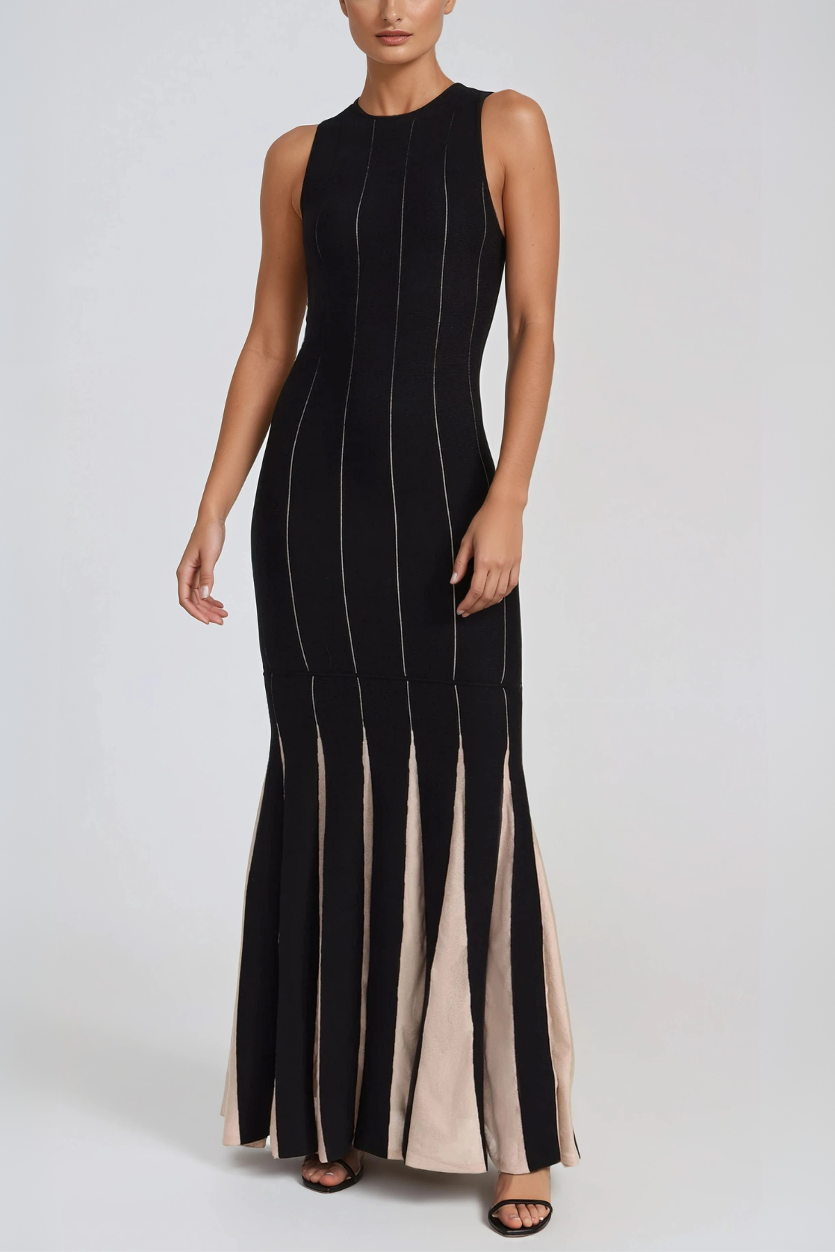 Hardwin Sleeveless Colorblock Flared Maxi Dress