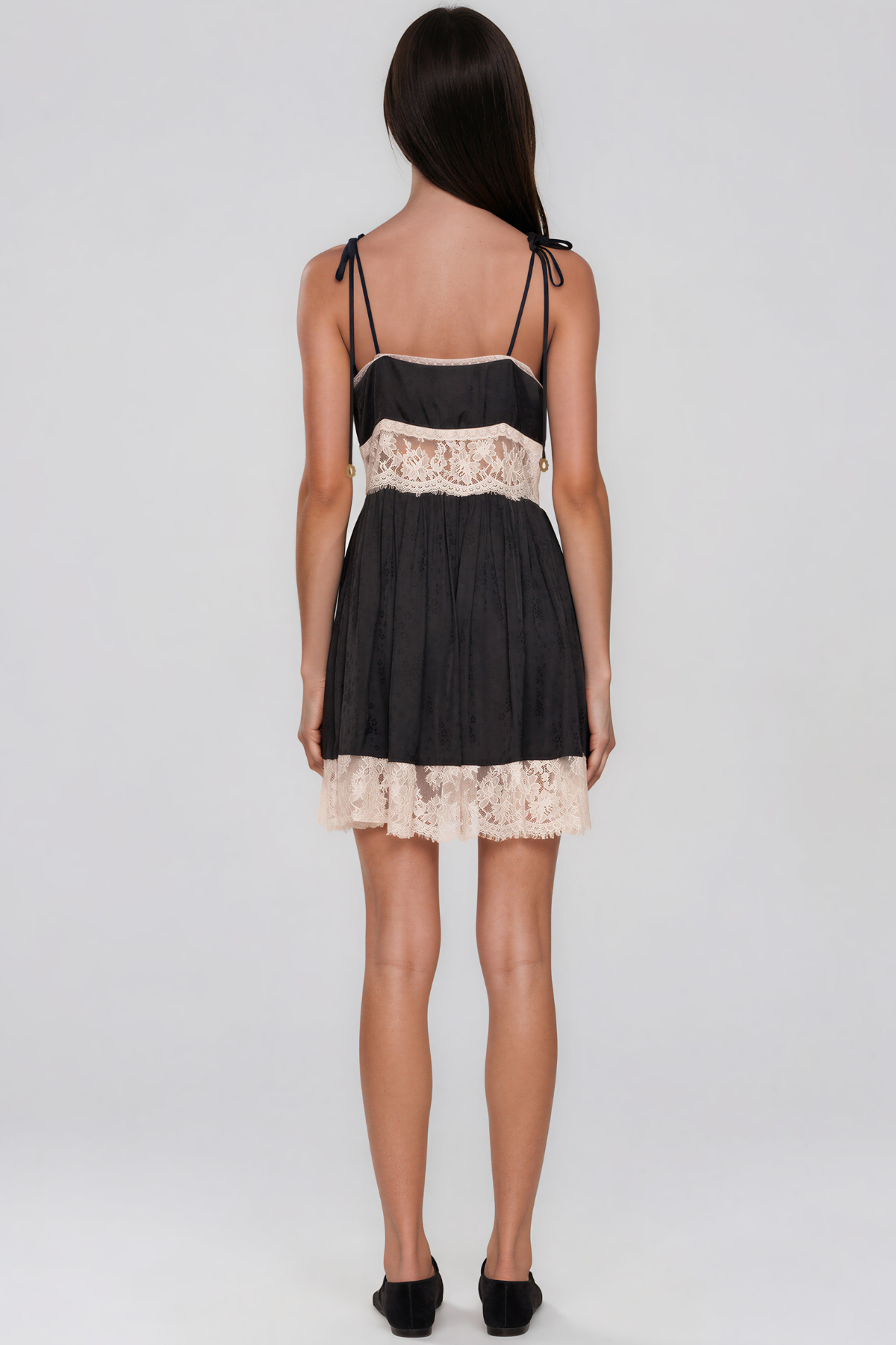 Janvier V Neck Lace Mini Dress