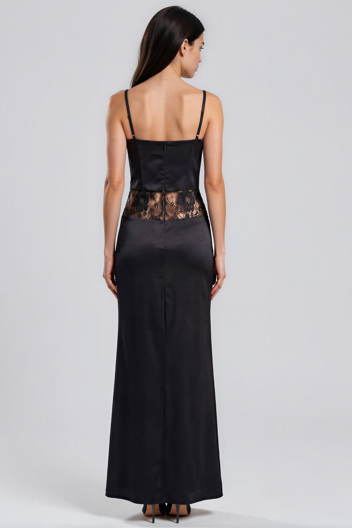 Kalama Split Lace Satin Maxi Dress