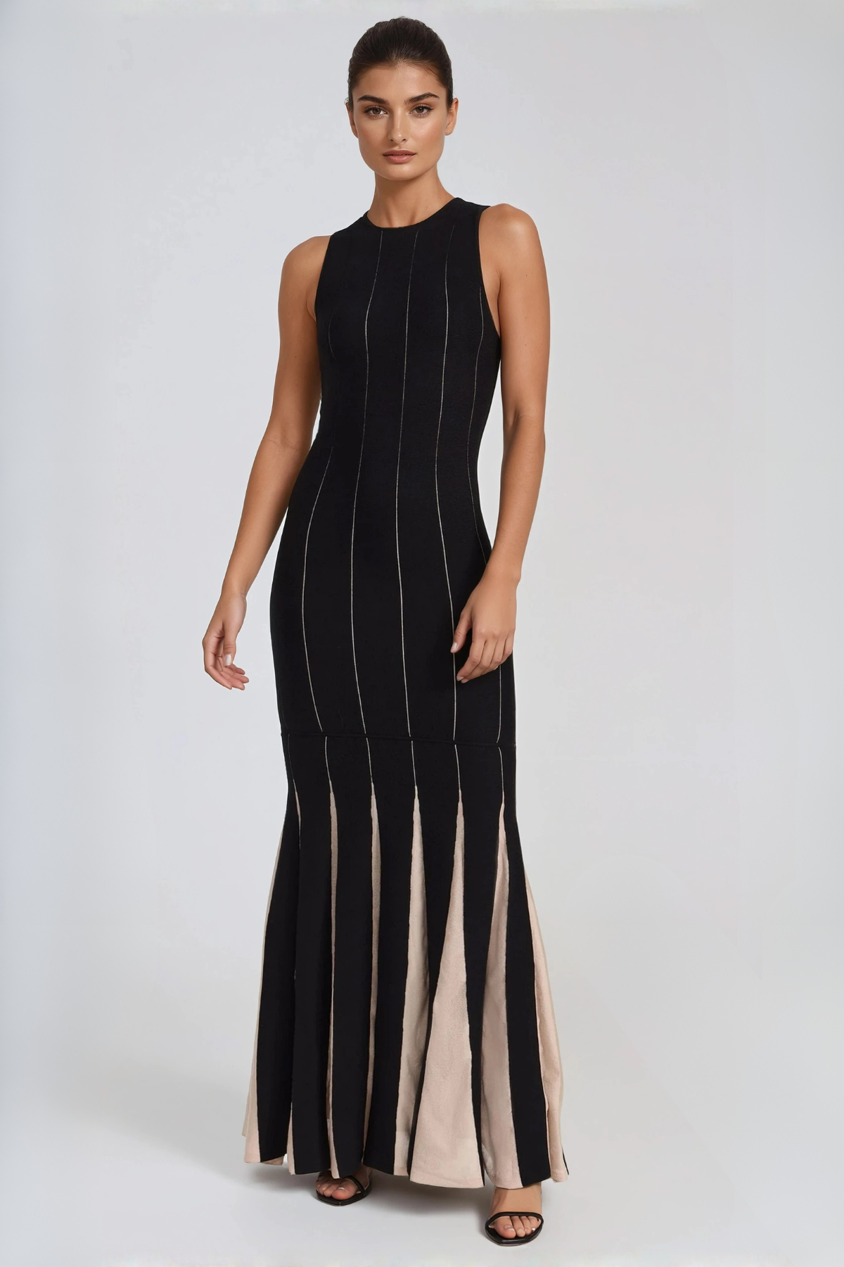 Hardwin Sleeveless Colorblock Flared Maxi Dress