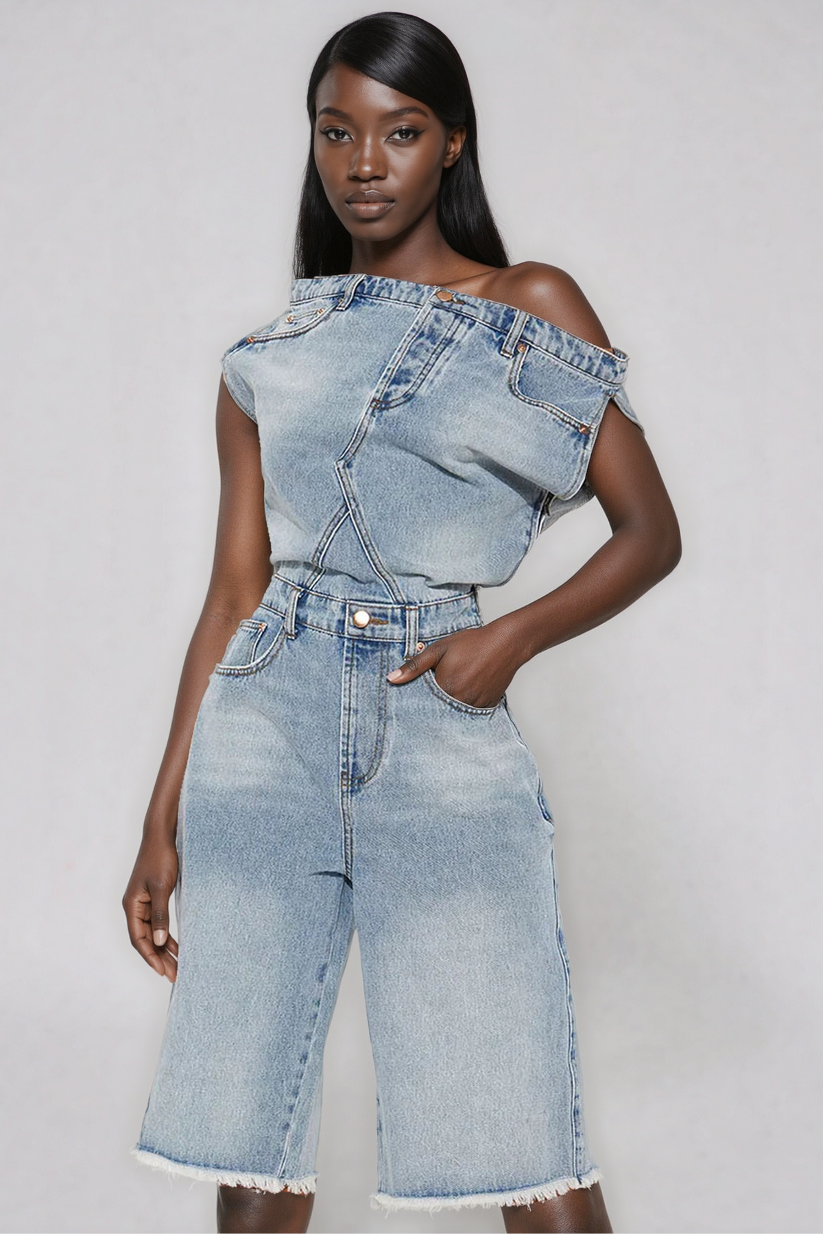 Jazmine Deconstruct Denim Jumpsuit
