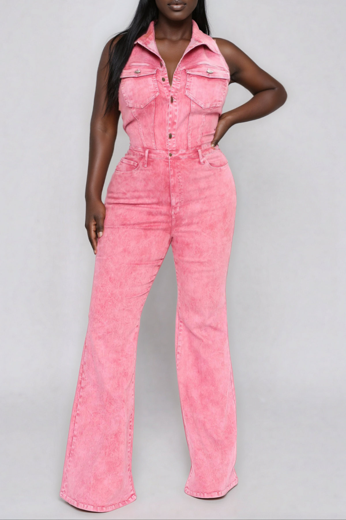 Jazmyn Backless Denim Jumpsuit