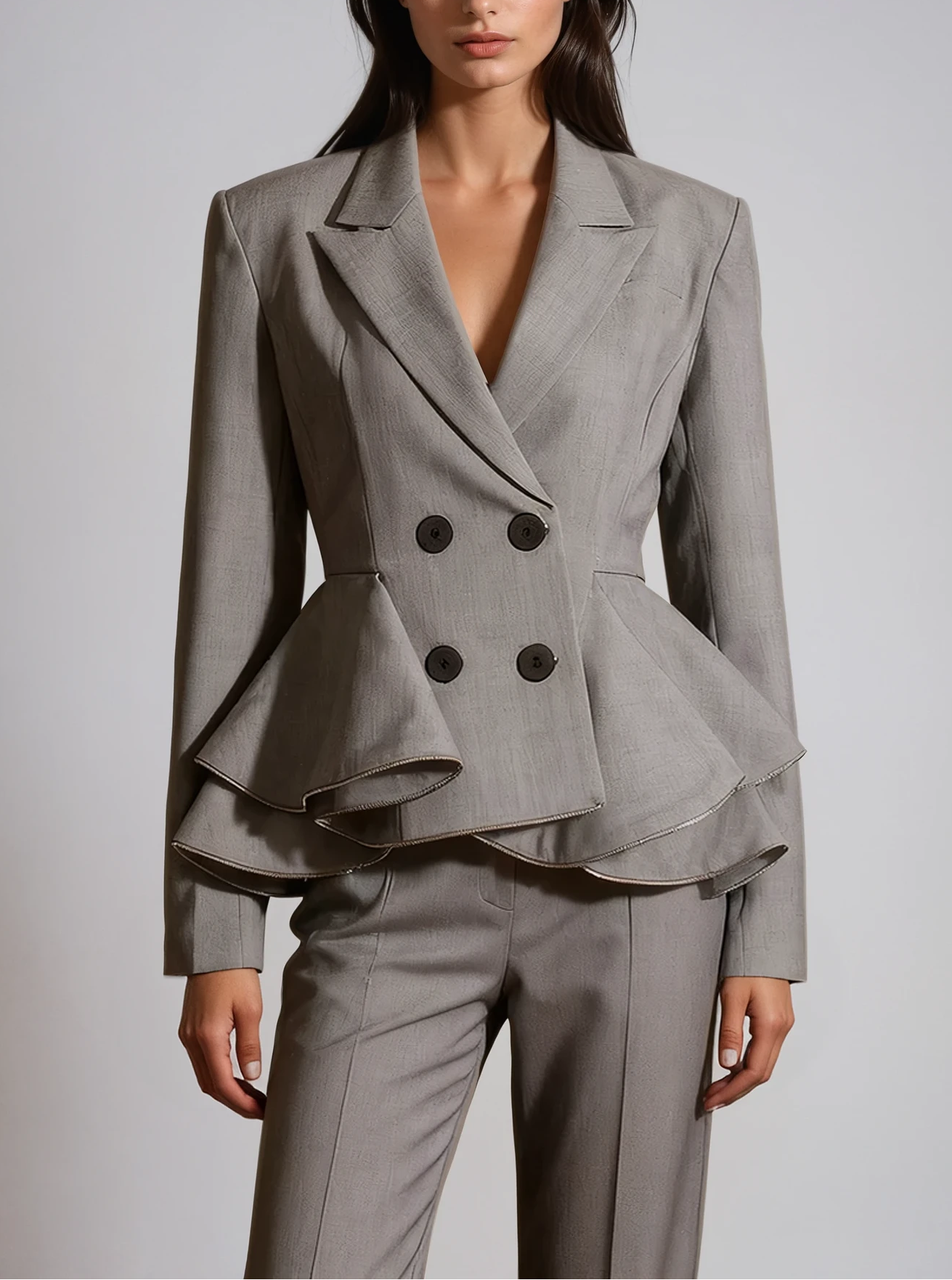 Sage Peplum Ruffle Blazer