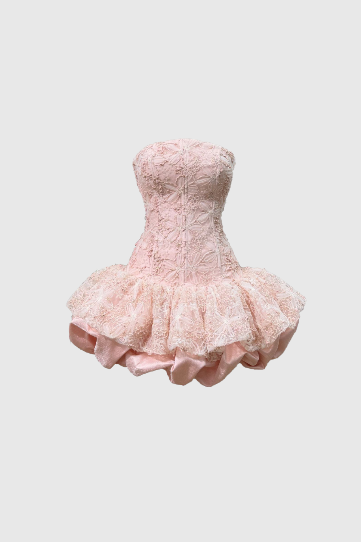 Donagh Strapless Floral Bubble Mini Dress In Pink