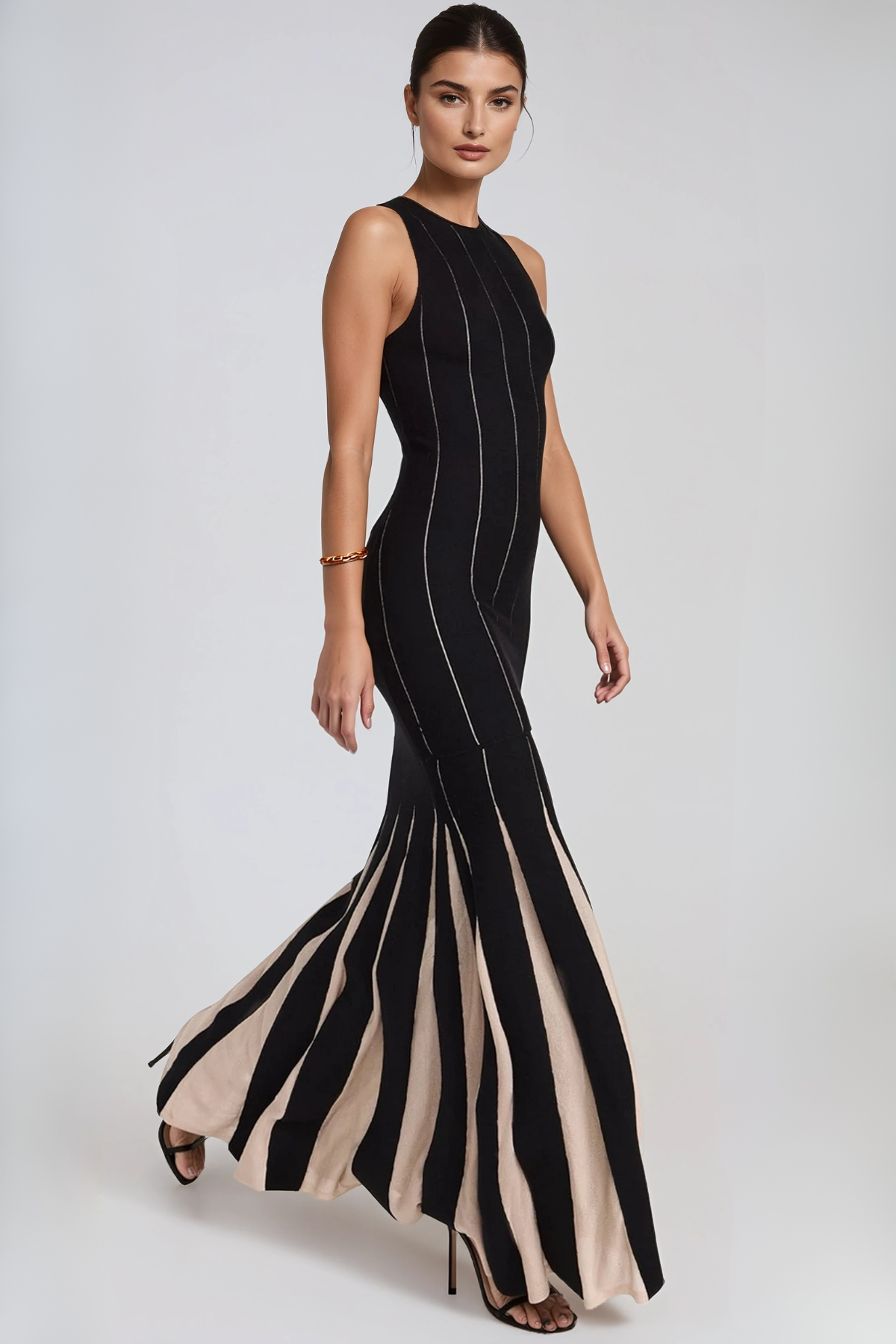 Hardwin Sleeveless Colorblock Flared Maxi Dress
