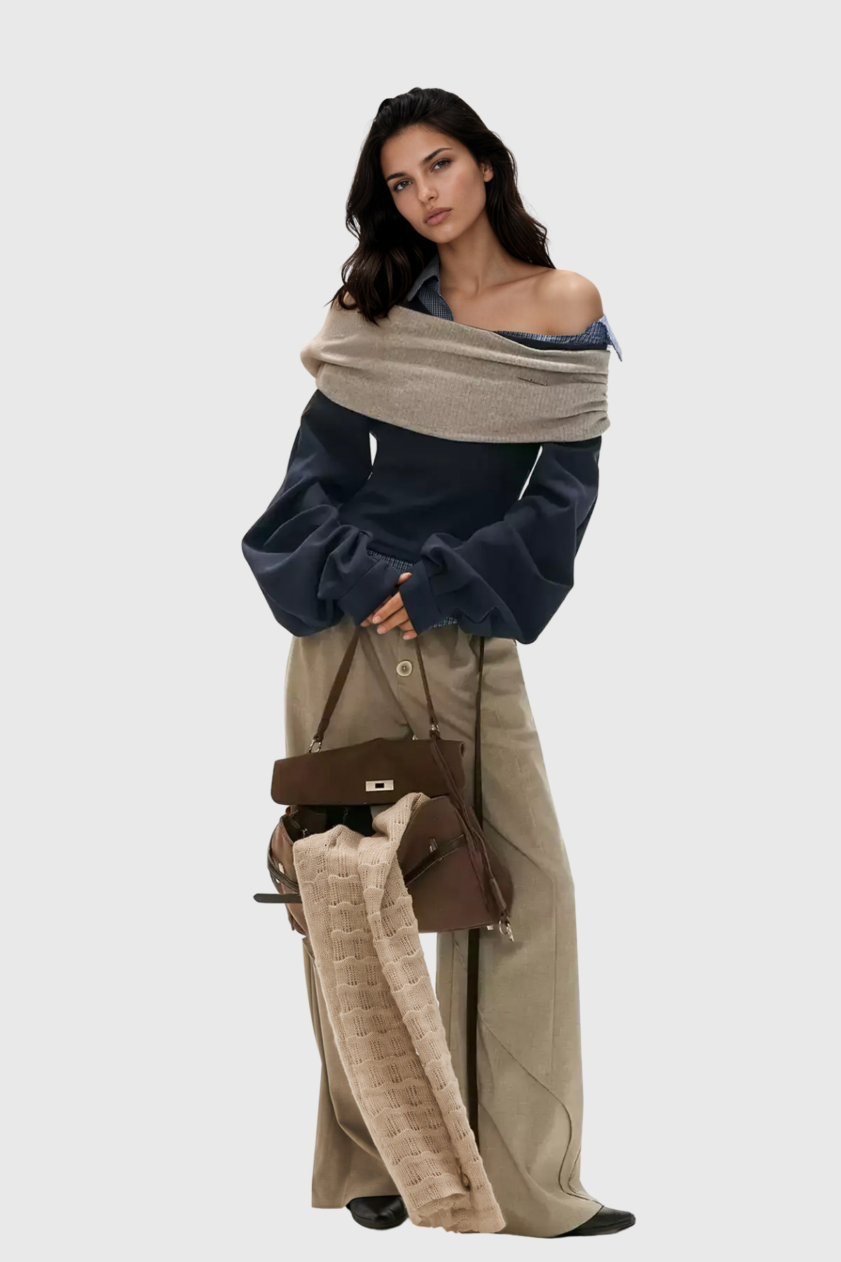 Kiwidinok One Shoulder Grid Ruch Top
