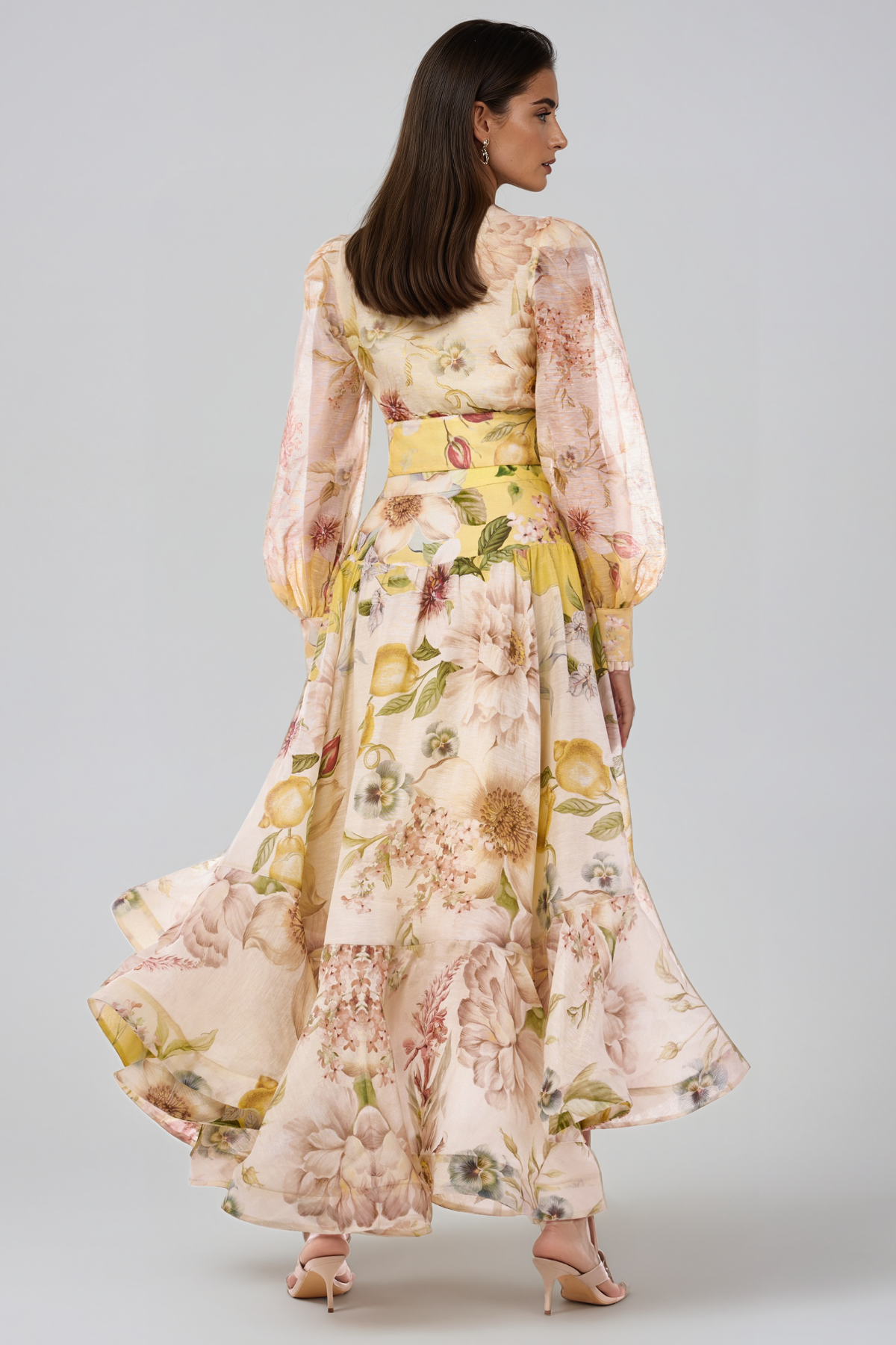 Jaroslav Balloon Sleeve Floral Skirt Set