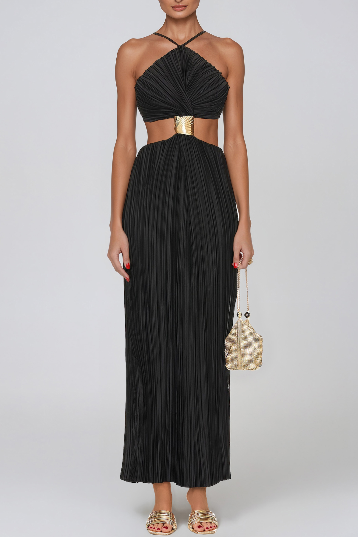 Javan Twist Ruch Backless Maxi Dress