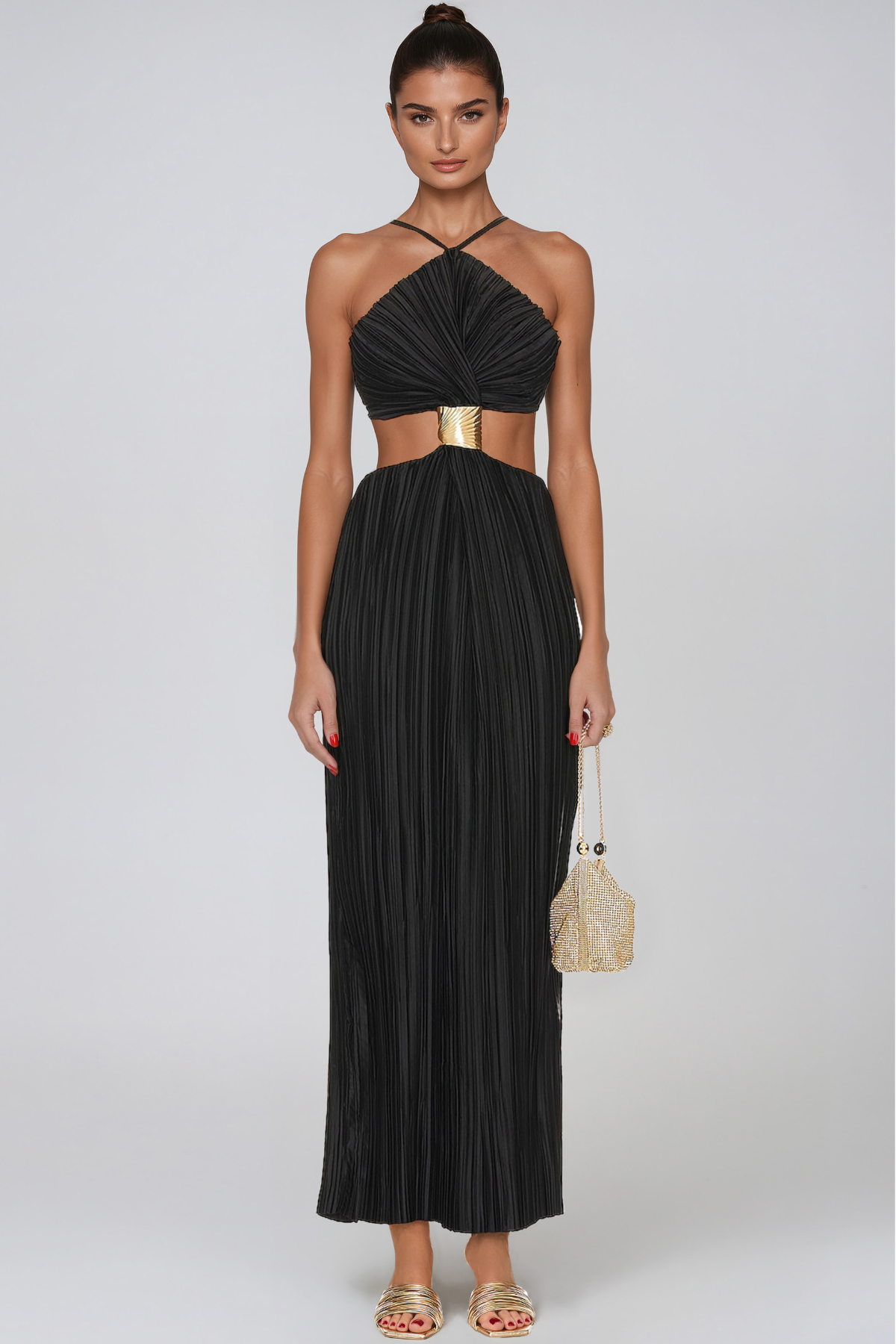 Javan Twist Ruch Backless Maxi Dress