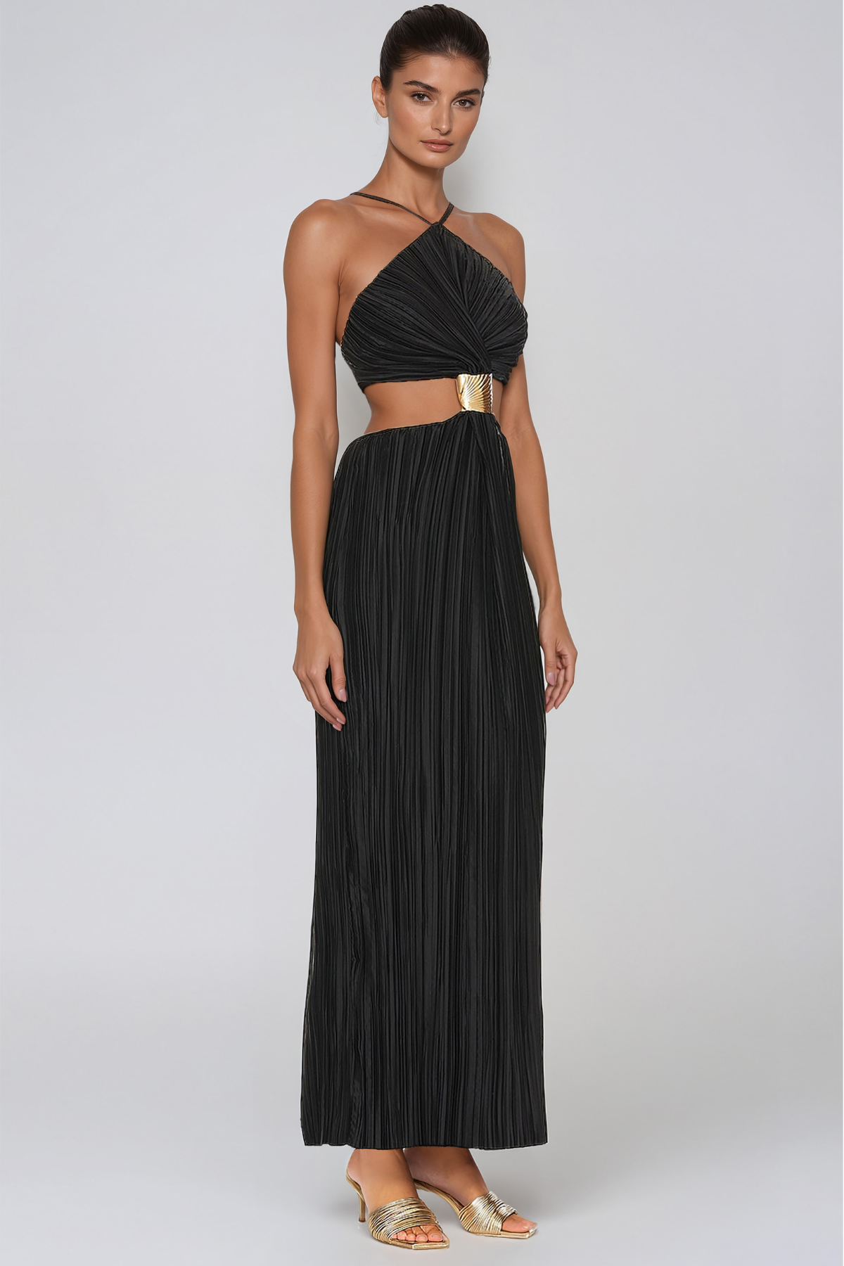 Javan Twist Ruch Backless Maxi Dress