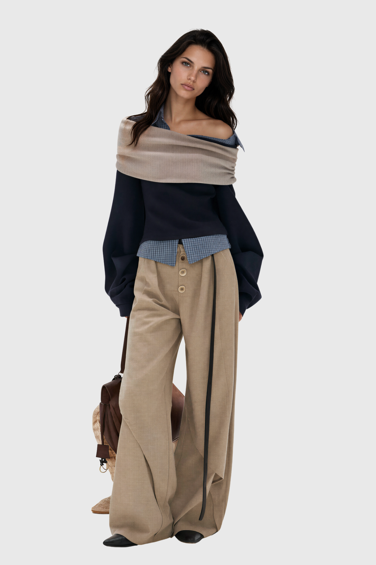 Kiwidinok One Shoulder Grid Ruch Top
