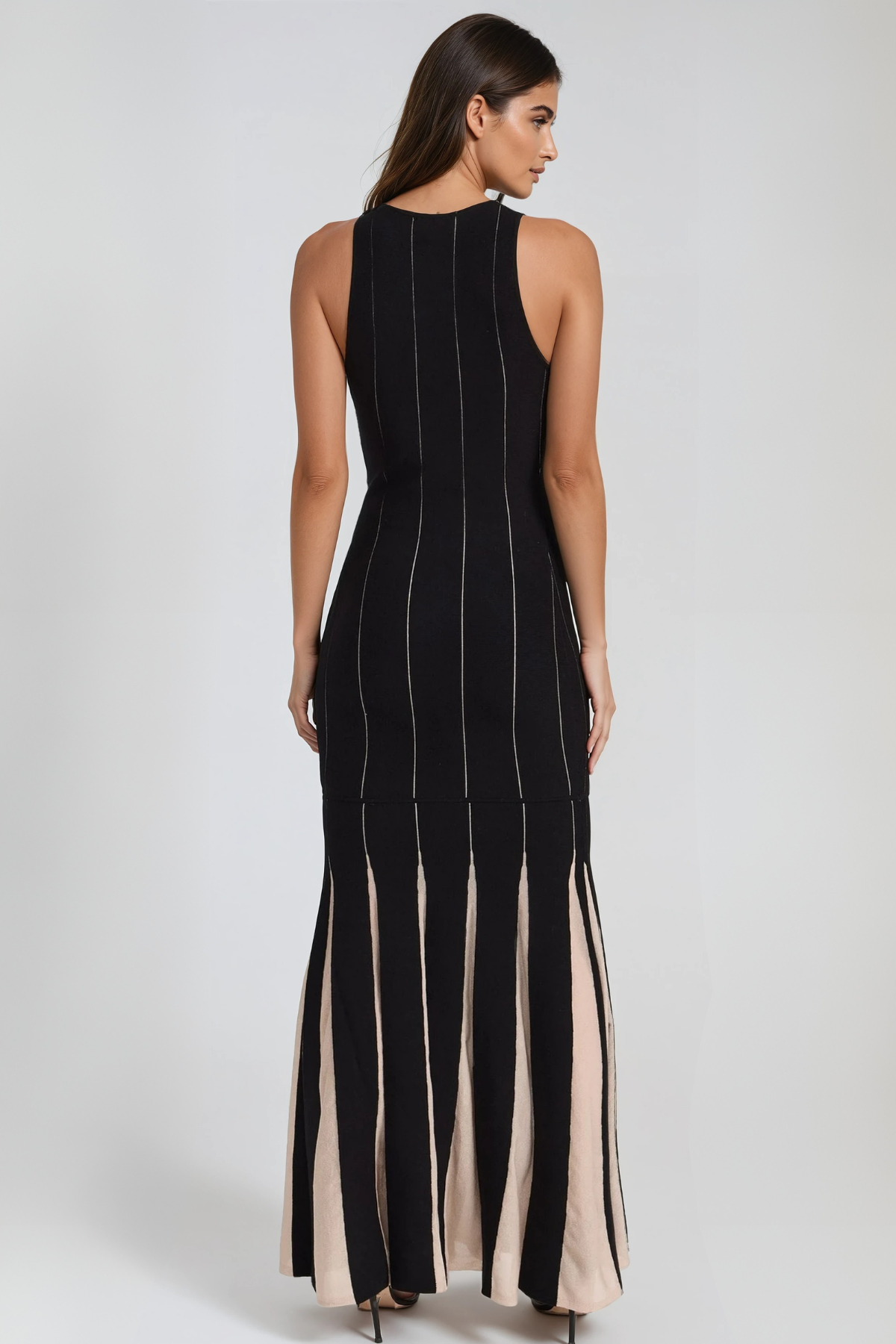 Hardwin Sleeveless Colorblock Flared Maxi Dress