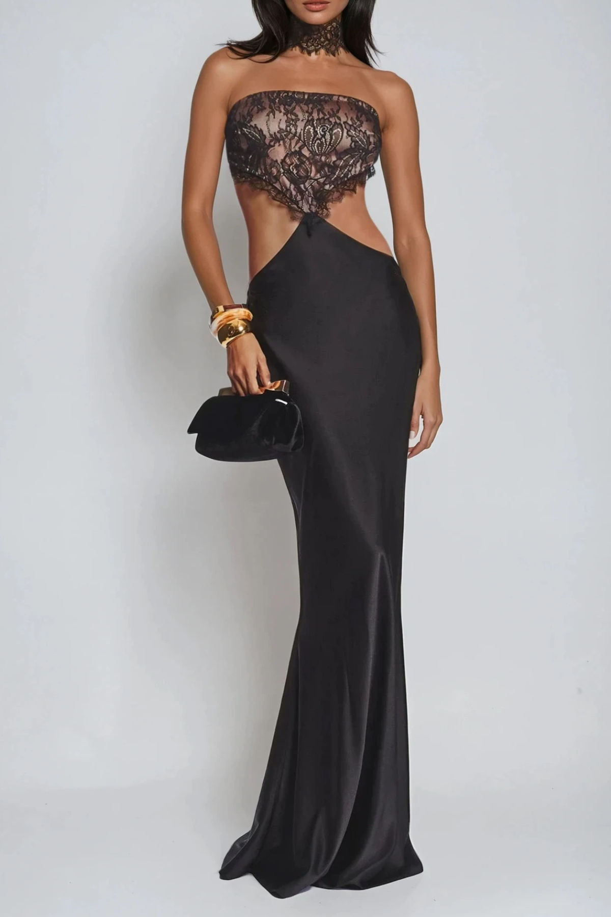 Federica Strapless Deconstruct Lace Maxi Dress