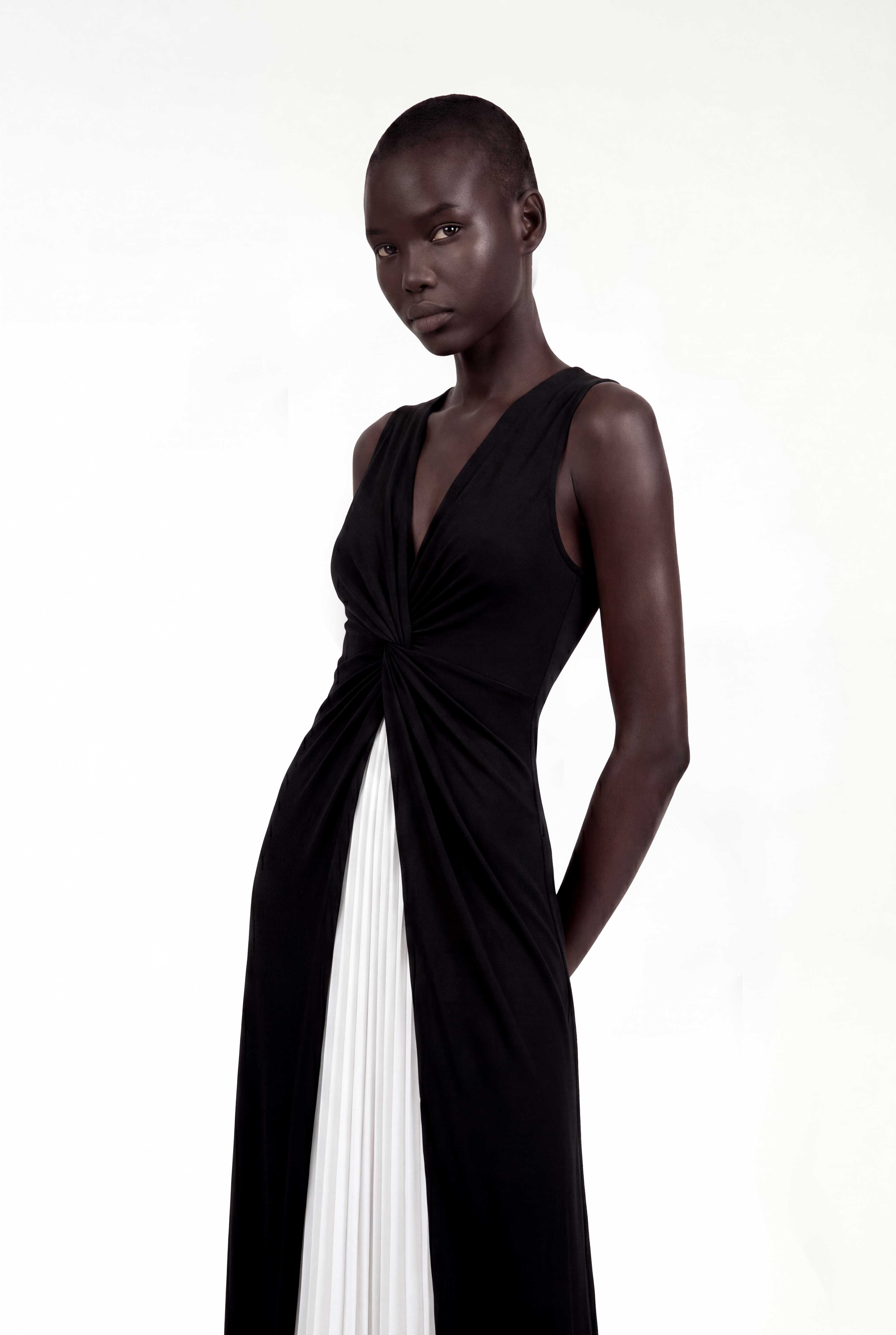 JaMarcus Twist Colorblock Ruch Maxi Dress