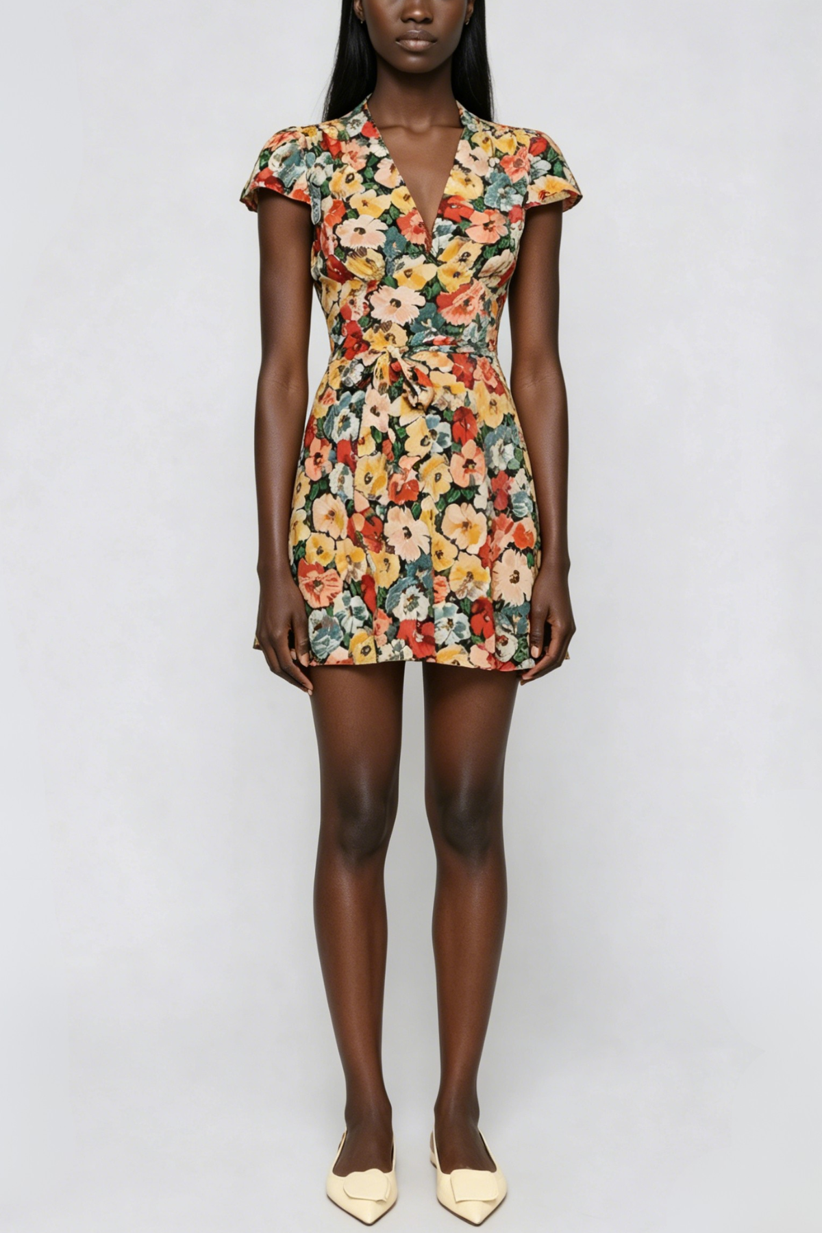 Hardwic Floral Plunge Mini Dress