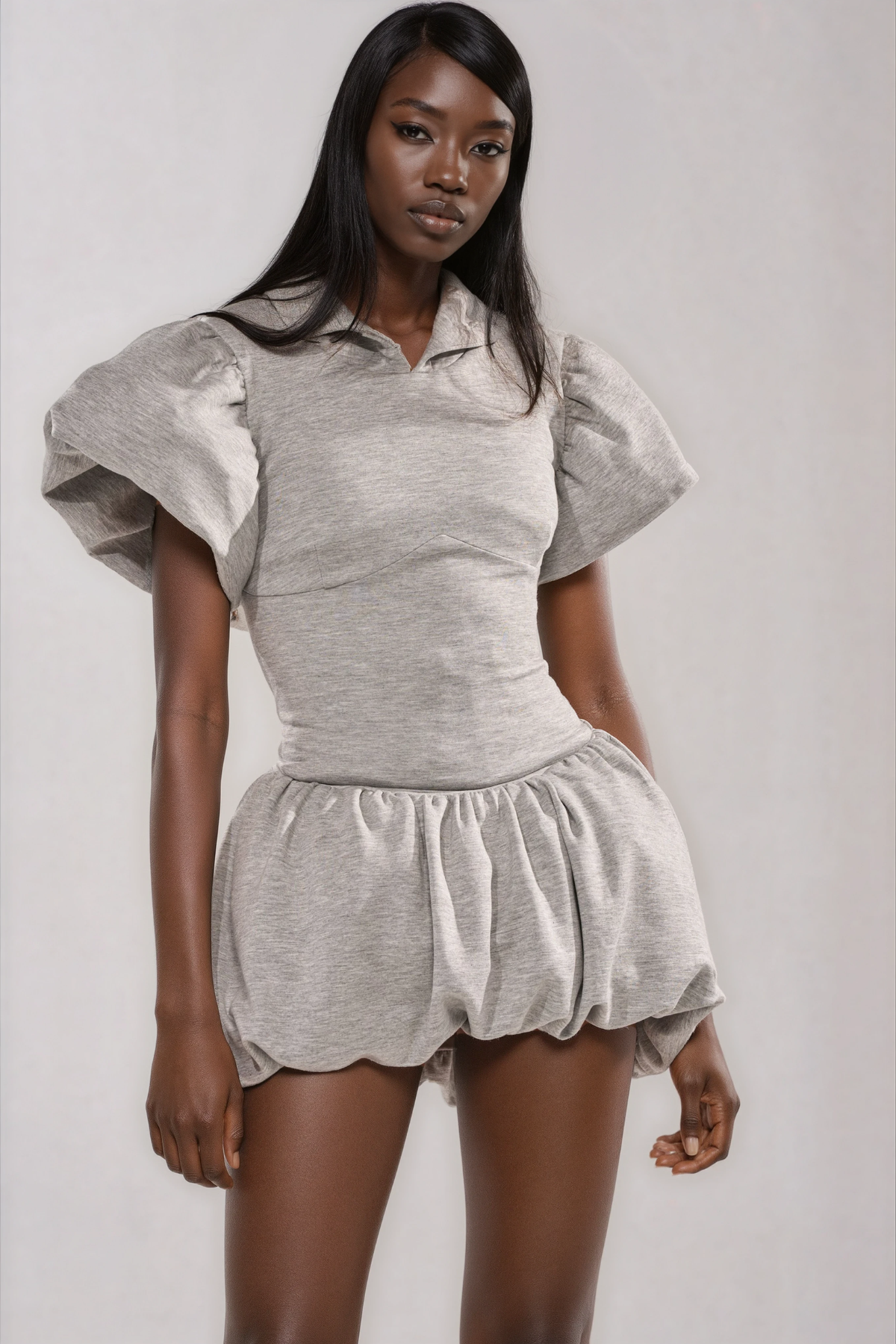 Fatbardh Puff Sleeve Lace Up Mini Dress