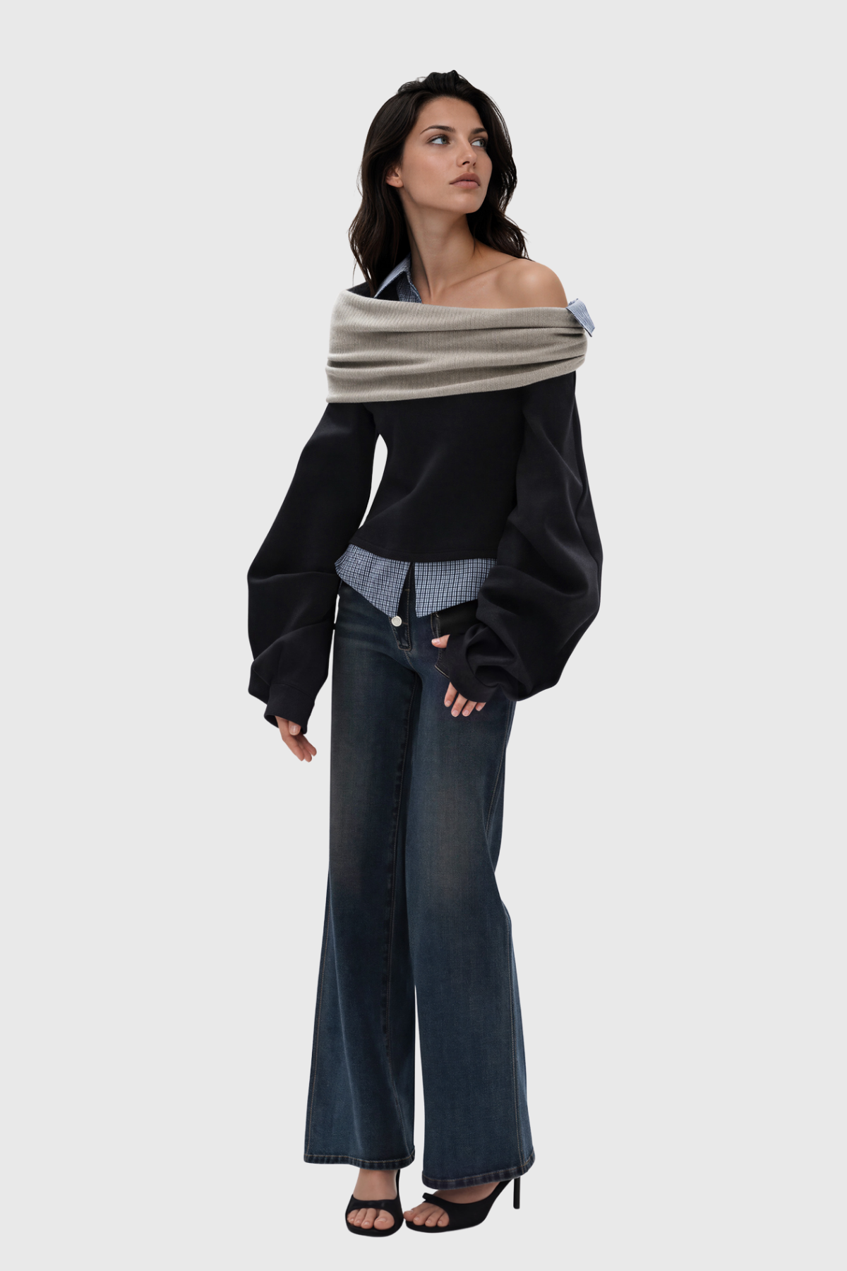 Kiwidinok One Shoulder Grid Ruch Top