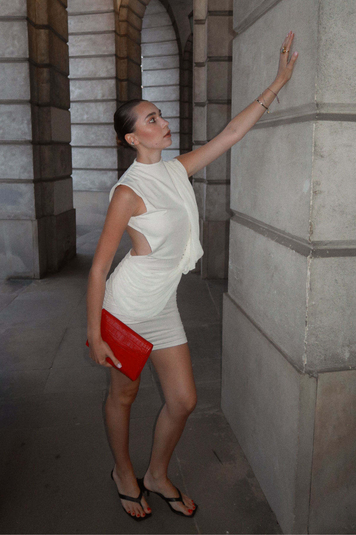 Hamutal Cutout Ruch Draped Mini Dress