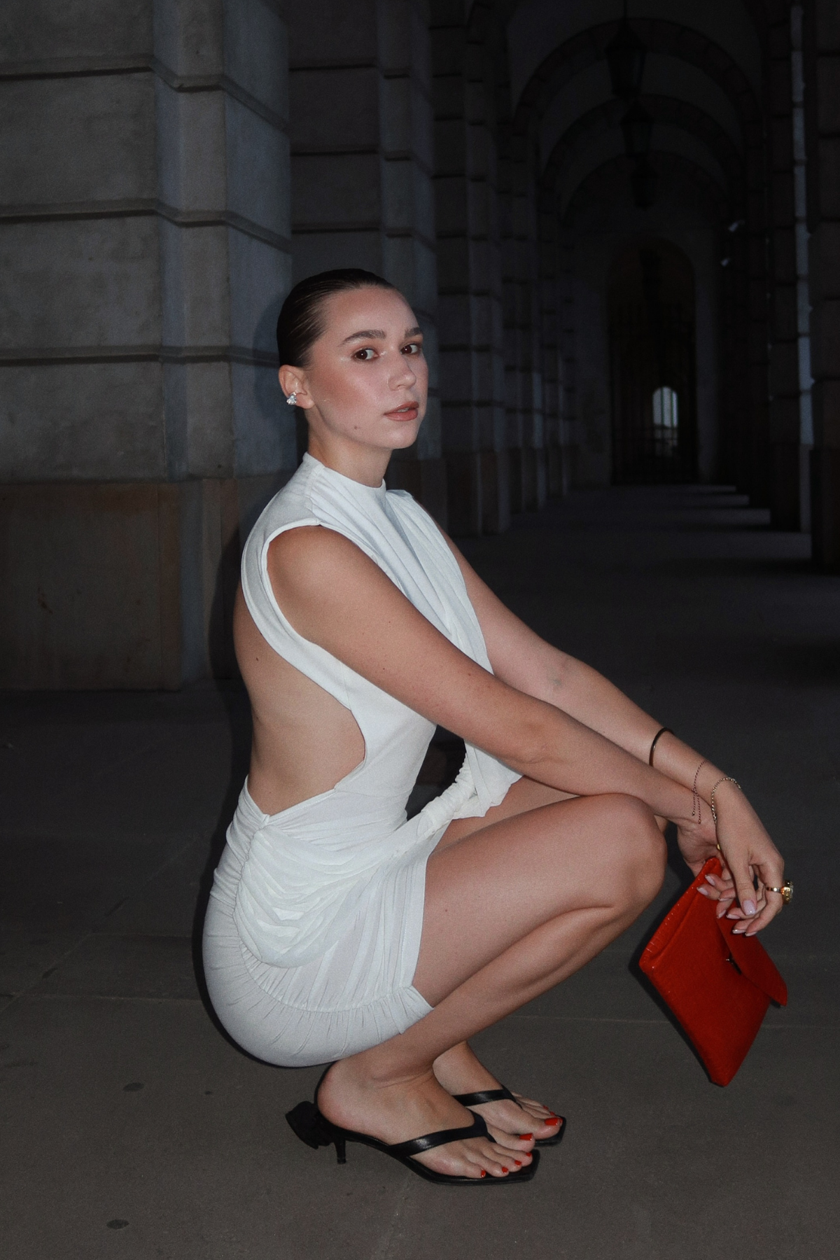 Hamutal Cutout Ruch Draped Mini Dress
