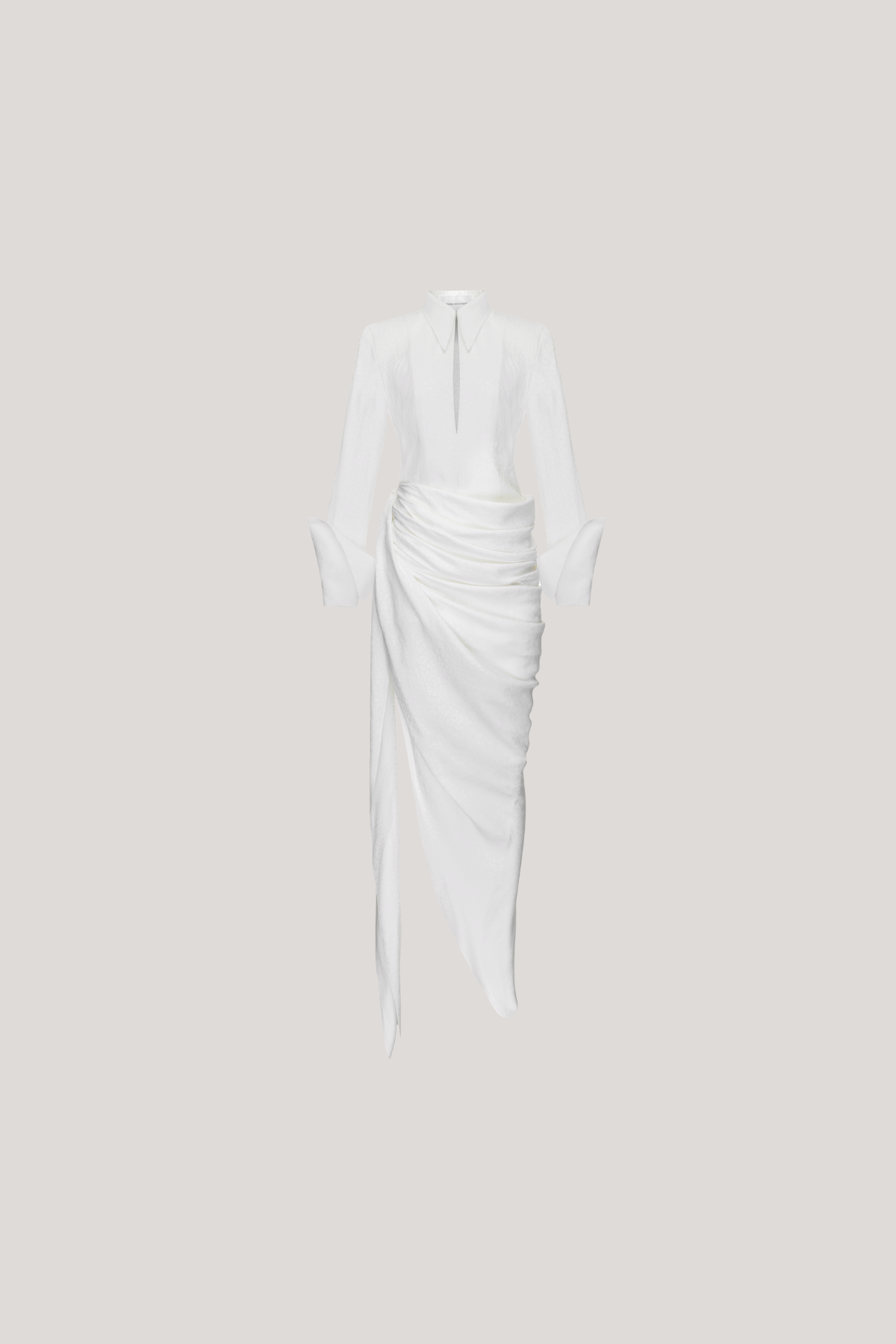 Firdausi Asymmetric Draped Maxi Shirt Dress
