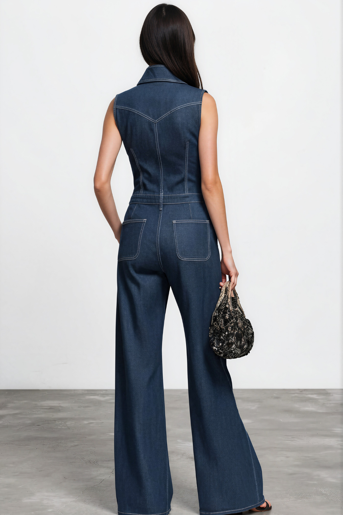 Dune Denim Zip Sleeveless Jumpsuit 