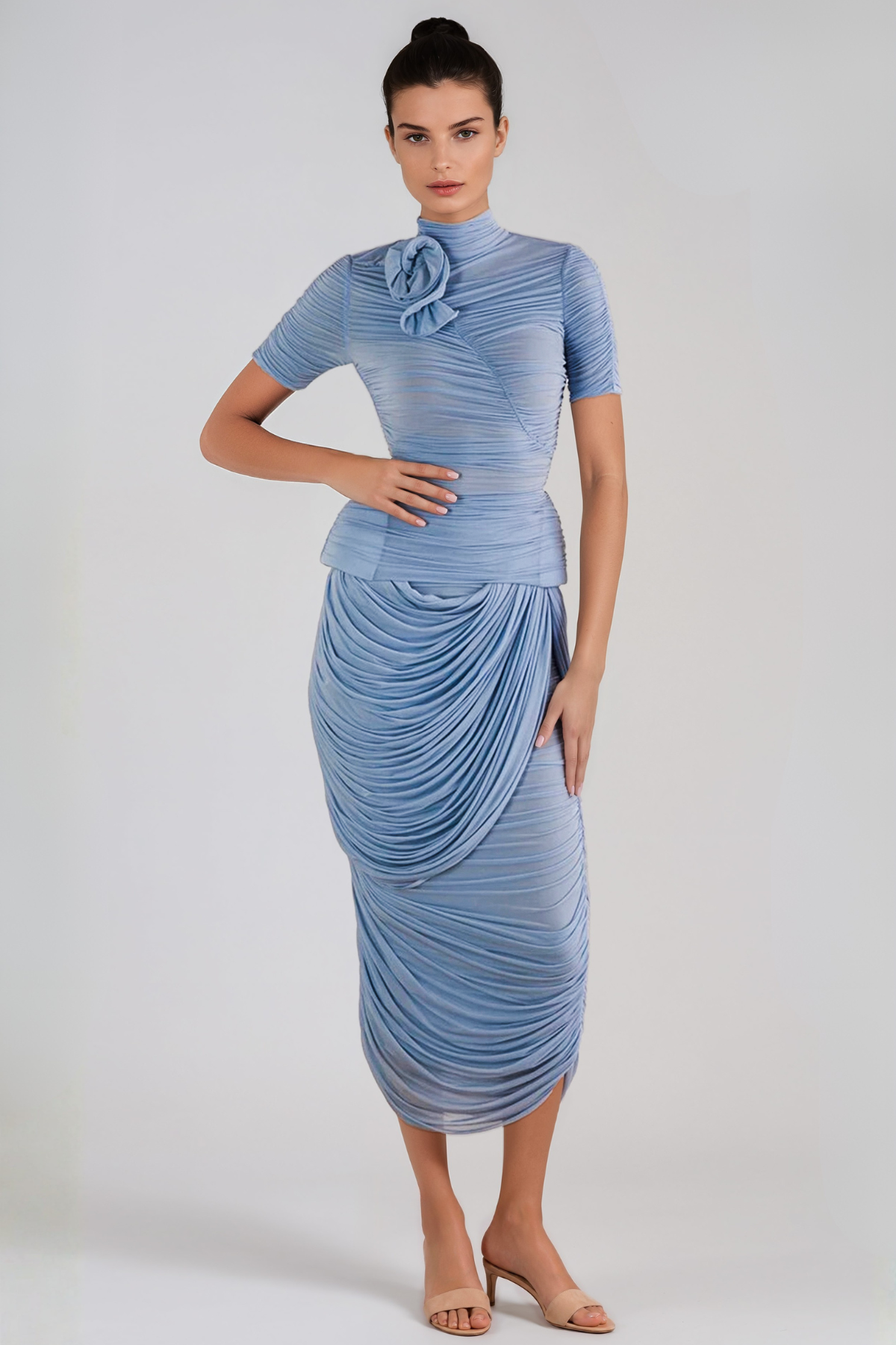 Jamaluddin Draped Ruffle Ruch Skirt Set