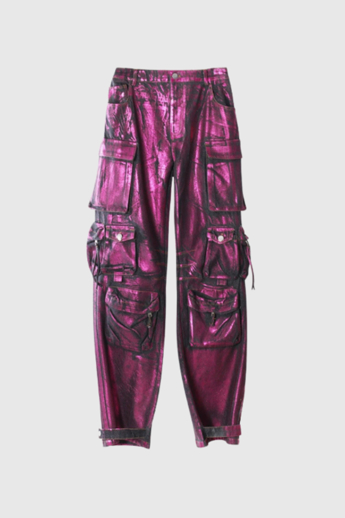 Jayda Metallic Cargo Jeans In Purple