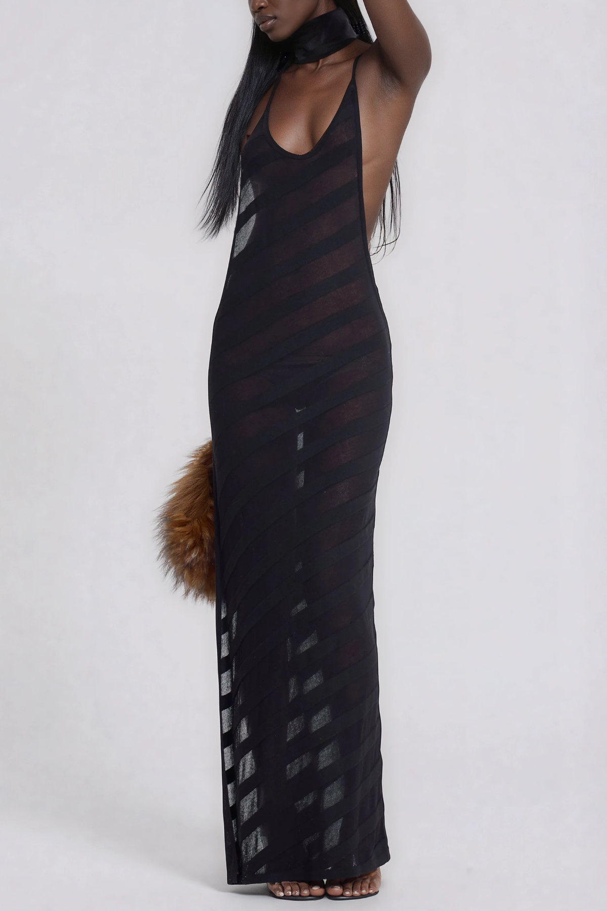 Harald Mesh Stripe Maxi Dress