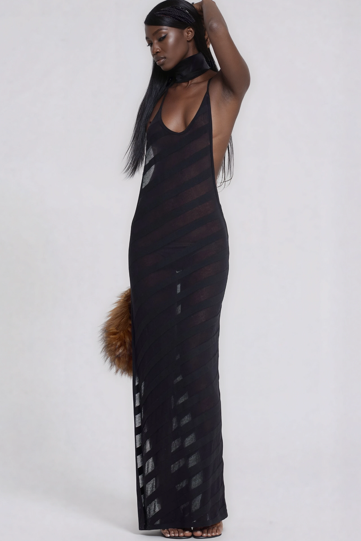 Harald Mesh Stripe Maxi Dress