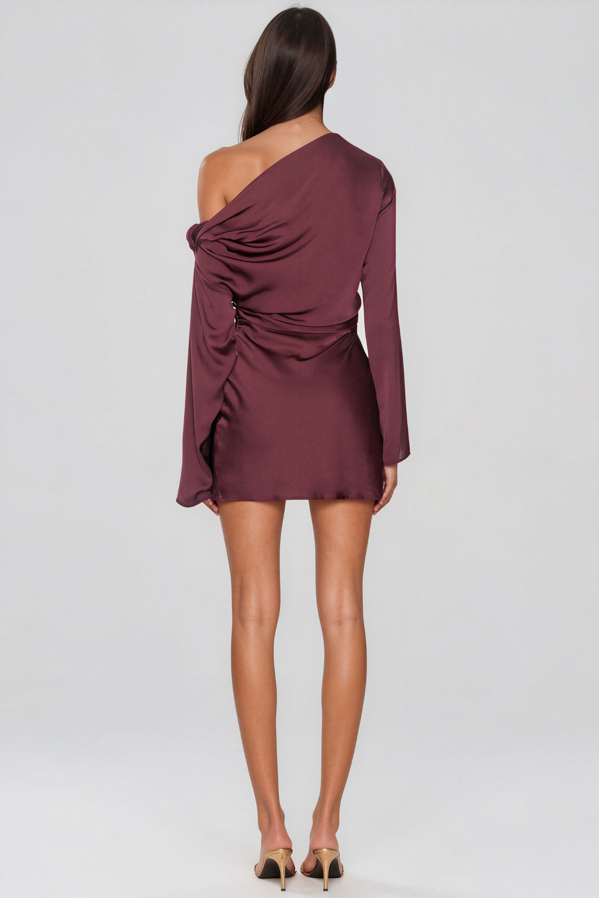 Fethi One Shoulder Draped Satin Mini Dress