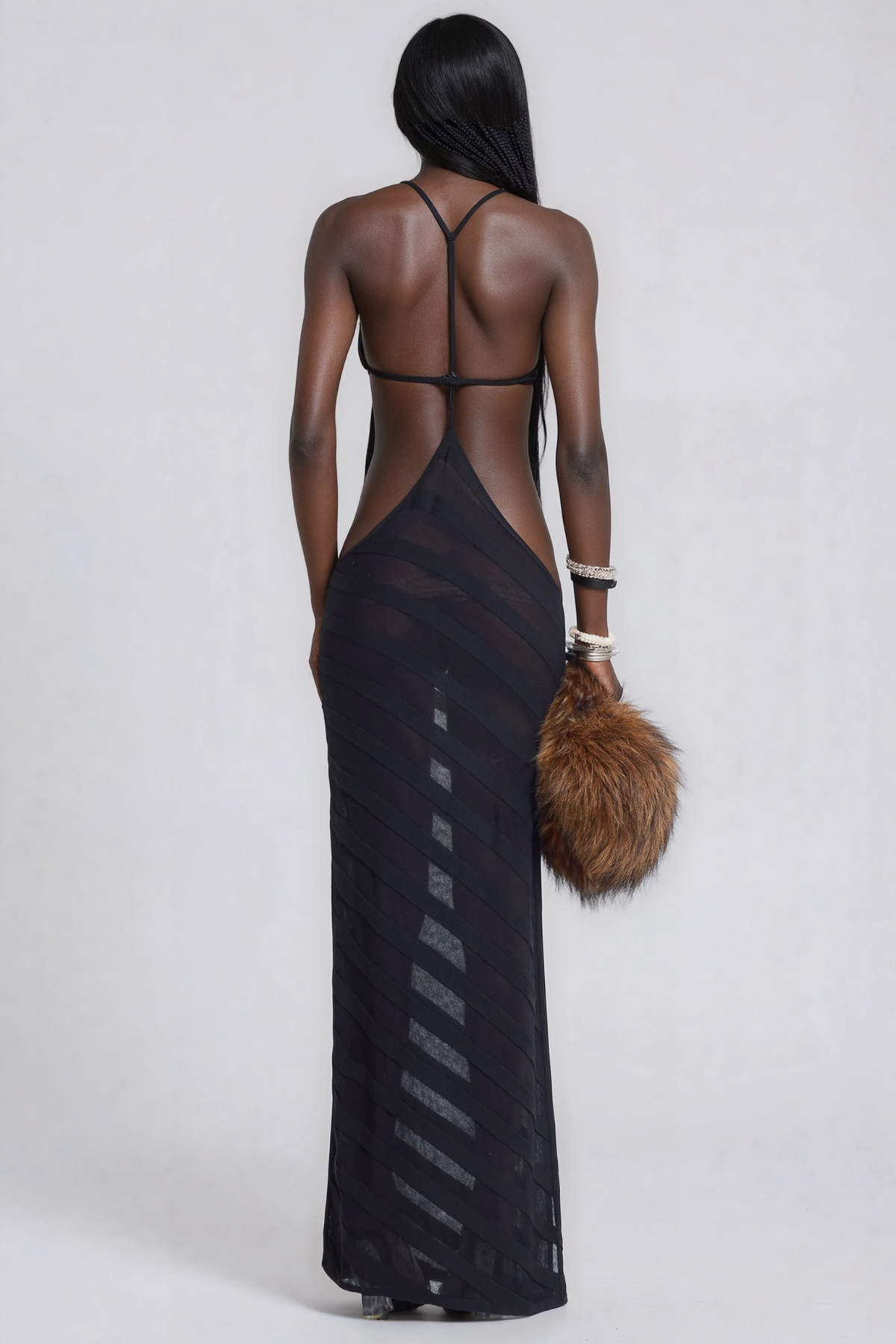 Harald Mesh Stripe Maxi Dress