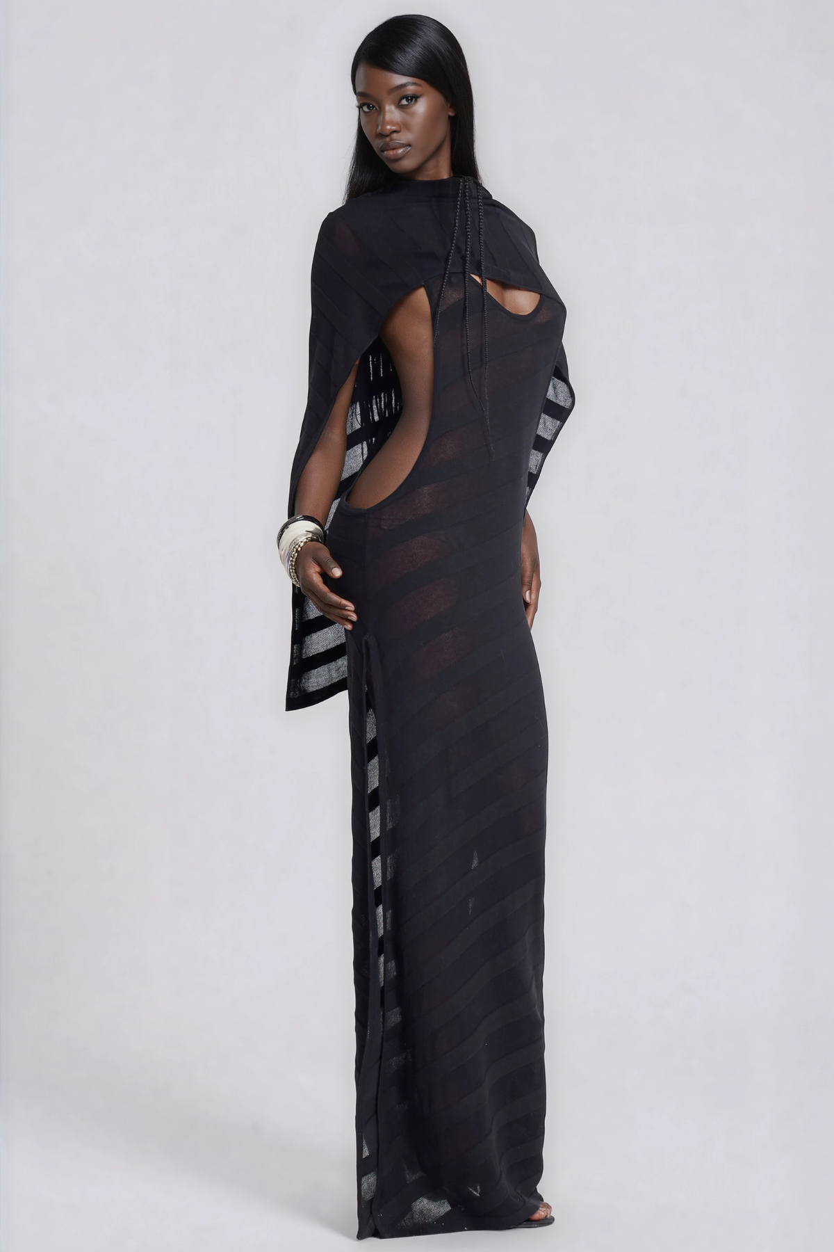 Harald Mesh Stripe Maxi Dress