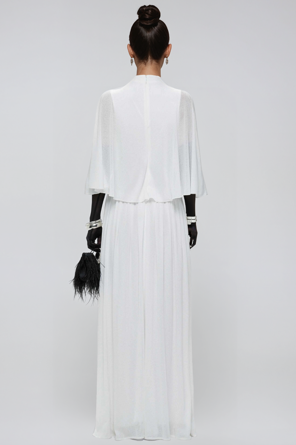 Jaxxon Shawl Mesh Ruch Maxi Dress